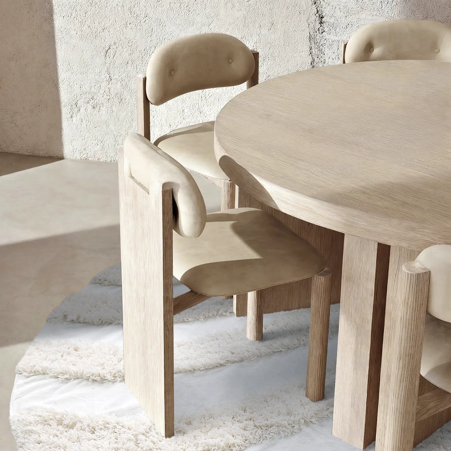 Tappeto rotondo - Sivota Natural Cotton Shaggy (bianco)