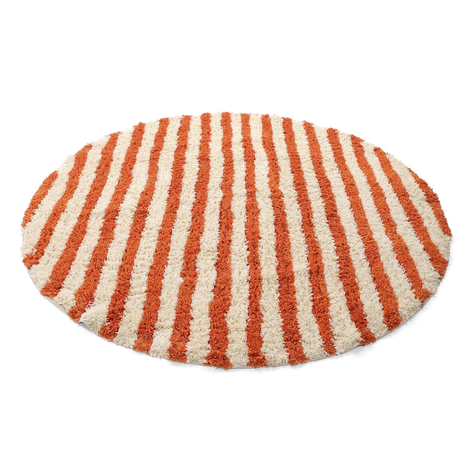 Tappeto rotondo - Thira Stripe Cotton Shaggy (giallo chiaro/arancione chiaro)