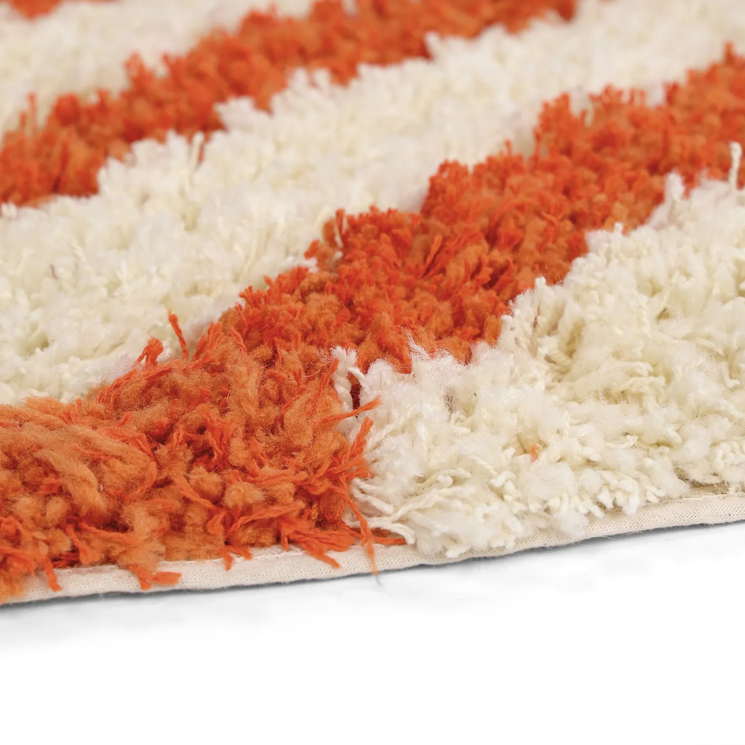 Tappeto rotondo - Thira Stripe Cotton Shaggy (giallo chiaro/arancione chiaro)