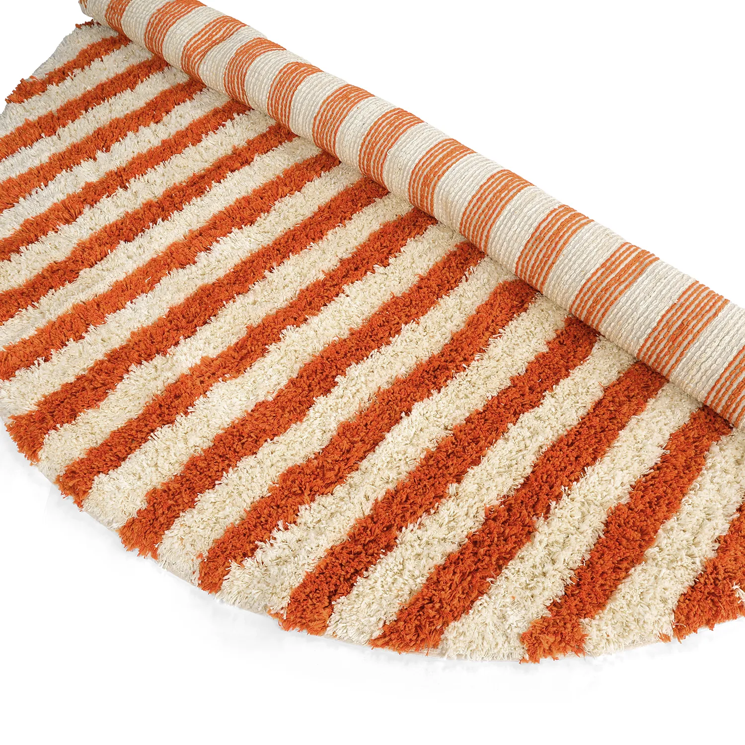 Tappeto rotondo - Thira Stripe Cotton Shaggy (giallo chiaro/arancione chiaro)