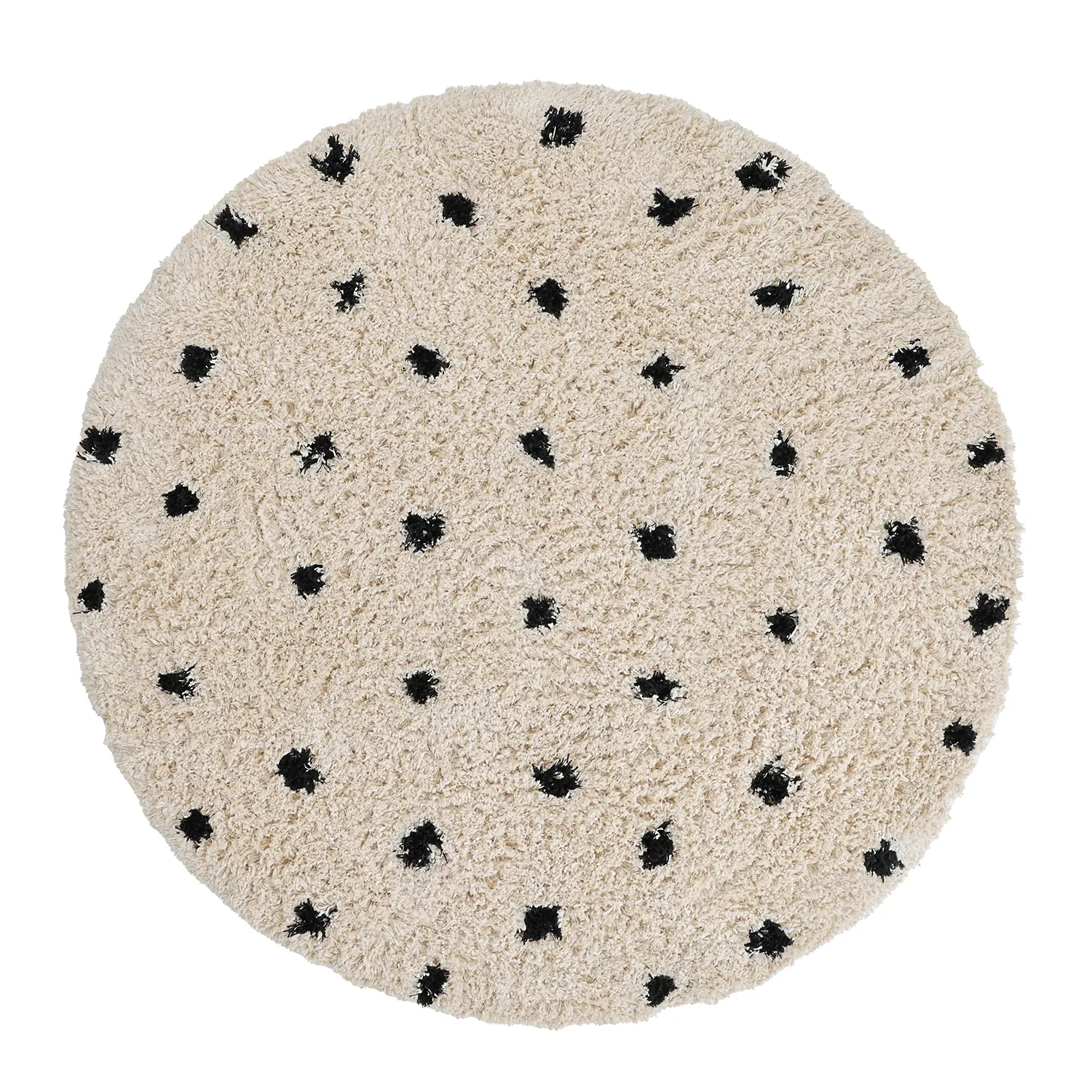 Tappeto rotondo - Soria Natural Cotton Shaggy (bianco sporco/nero)