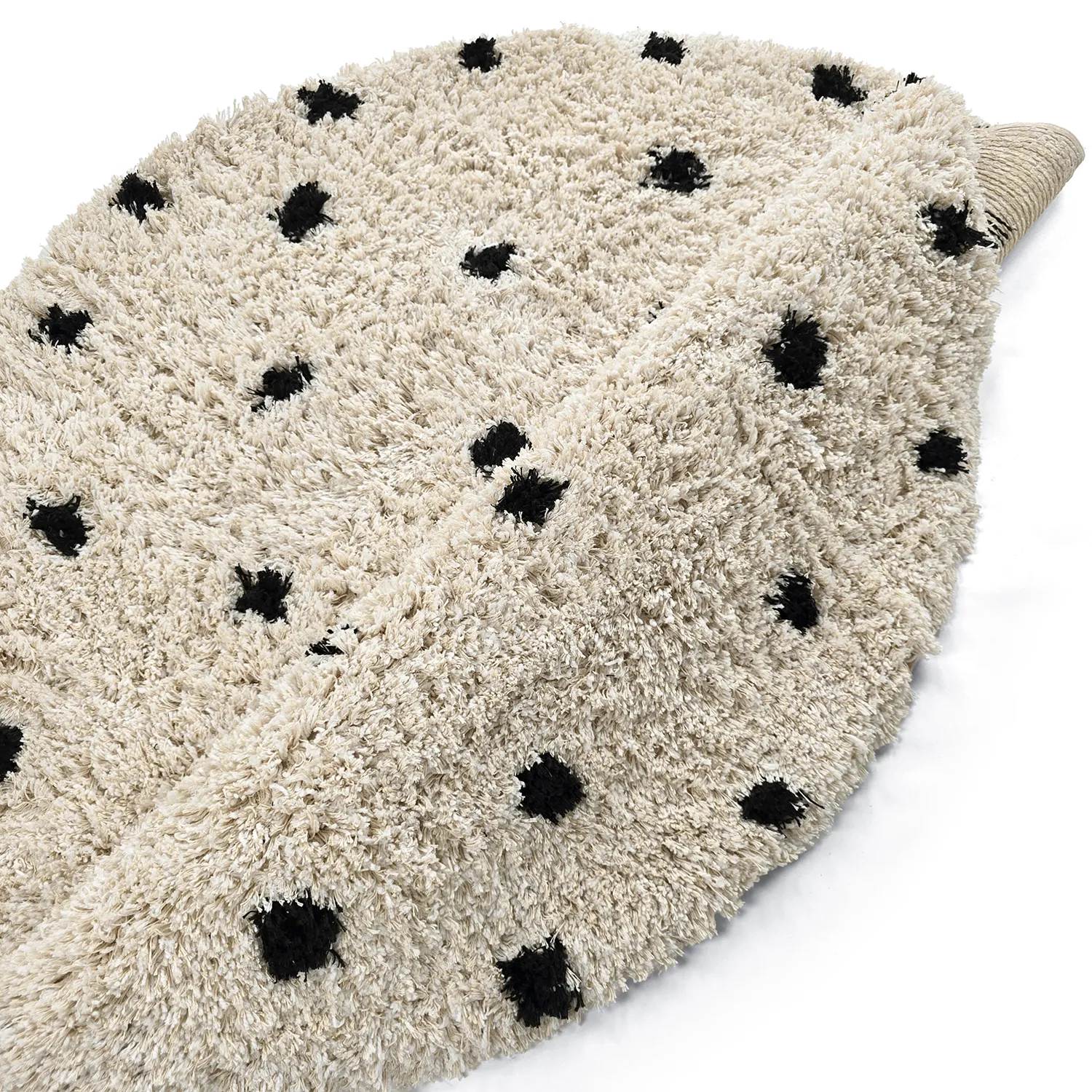 Tappeto rotondo - Soria Natural Cotton Shaggy (bianco sporco/nero)