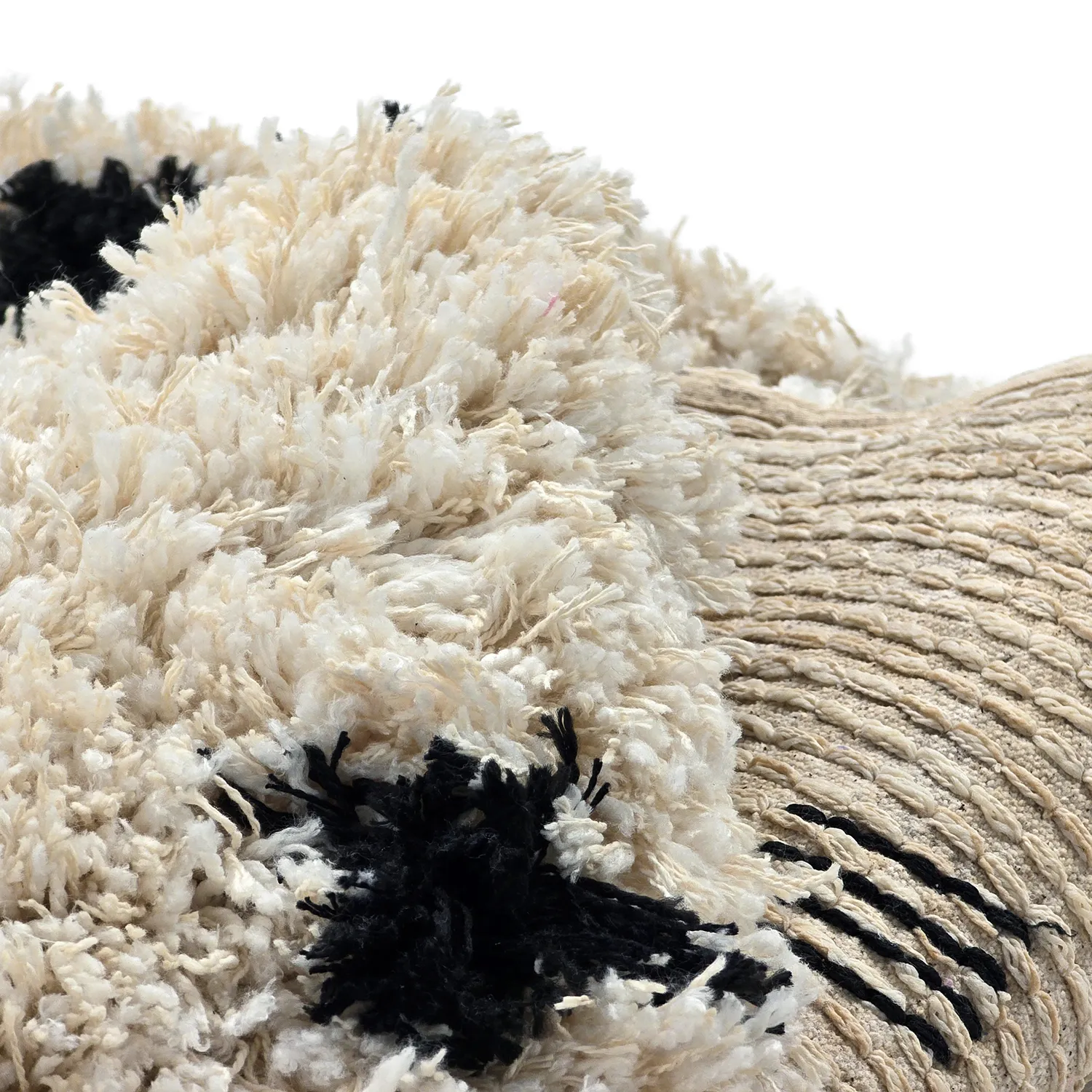 Tappeto rotondo - Soria Natural Cotton Shaggy (bianco sporco/nero)