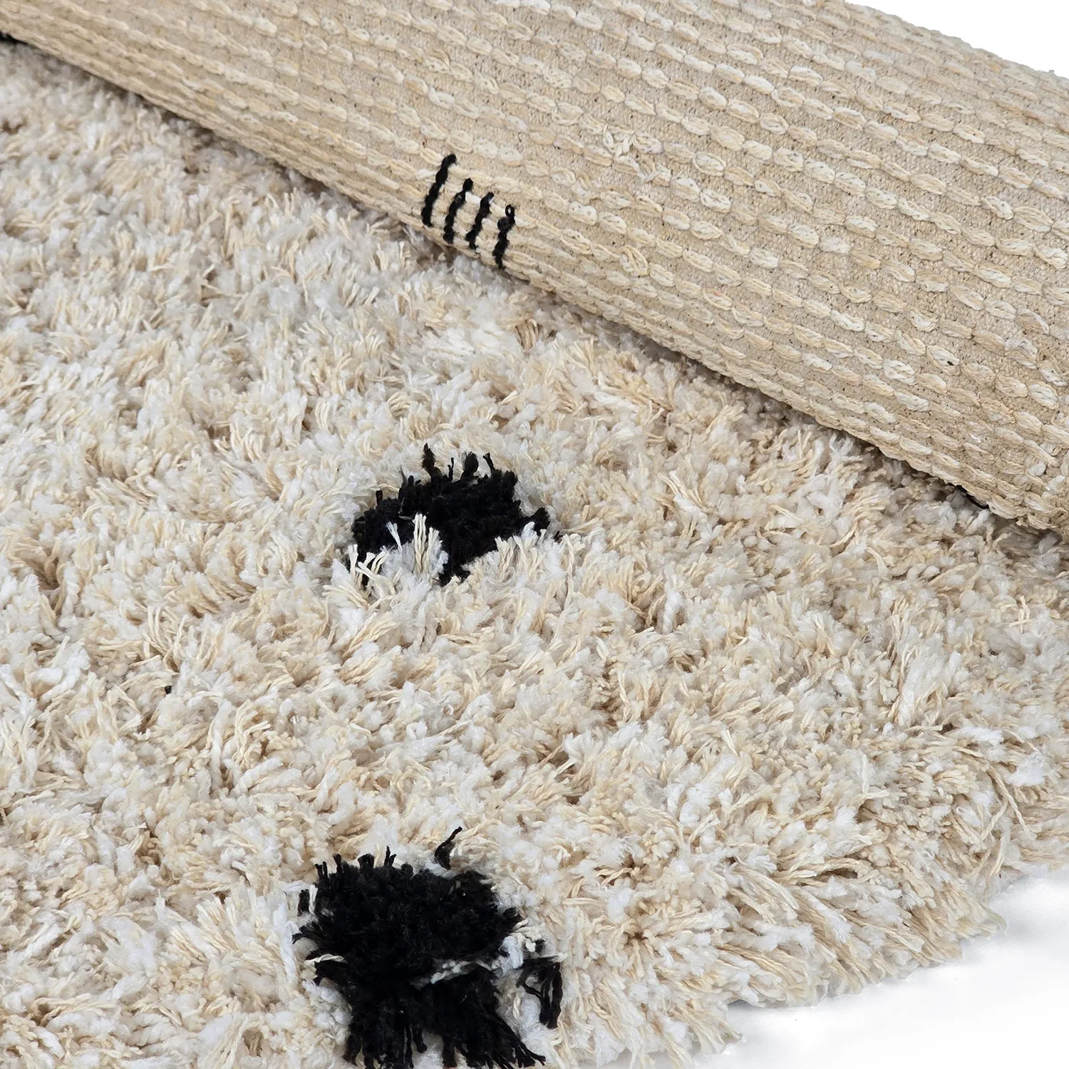 Tappeto rotondo - Soria Natural Cotton Shaggy (bianco sporco/nero)