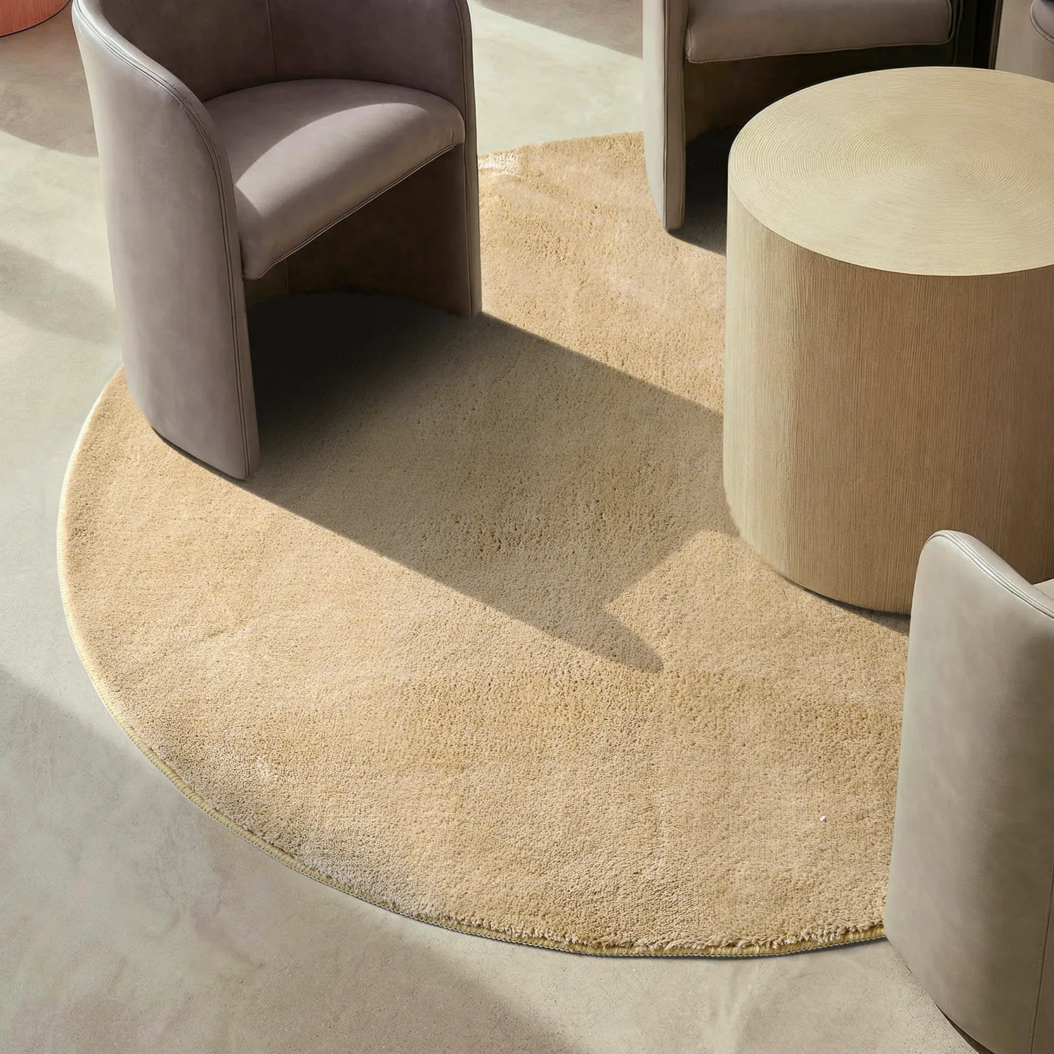 Tappeti rotondi - Aranga Super Soft Fur (beige scuro)