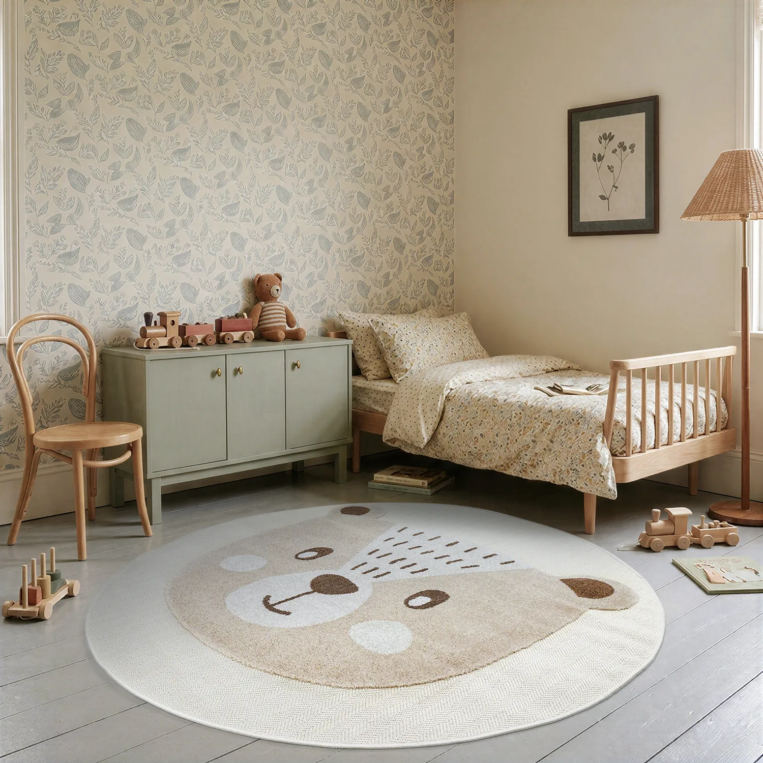 Tappeto rotondo per bambini - Kind Bear (crema)