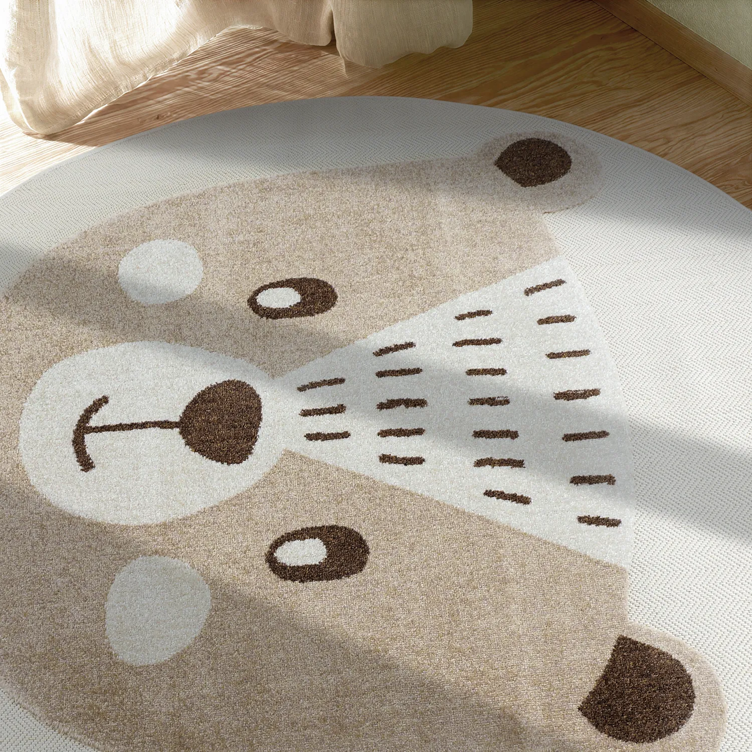 Tappeto rotondo per bambini - Kind Bear (crema)