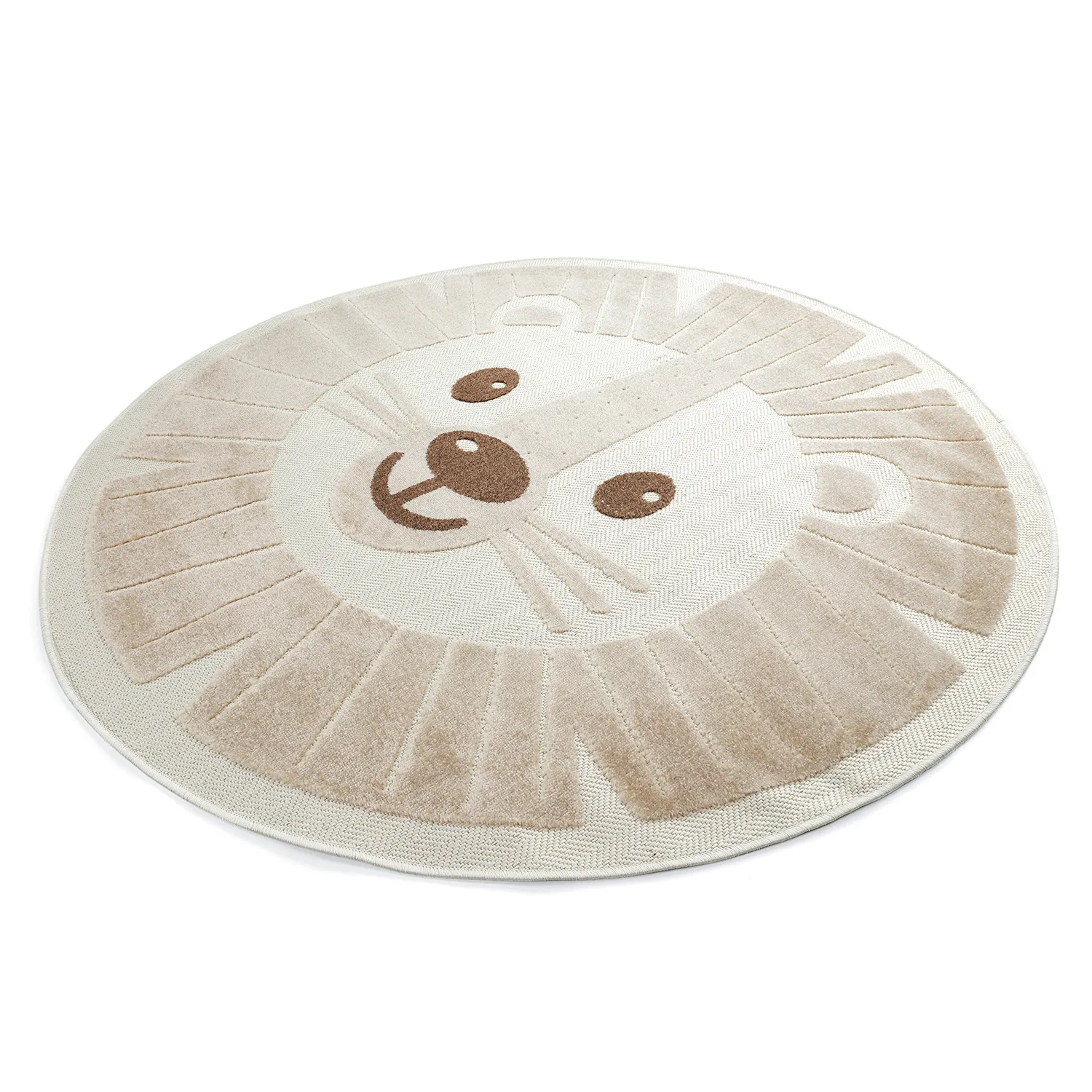 Tappeto rotondo per bambini - Kind Lion (crema)