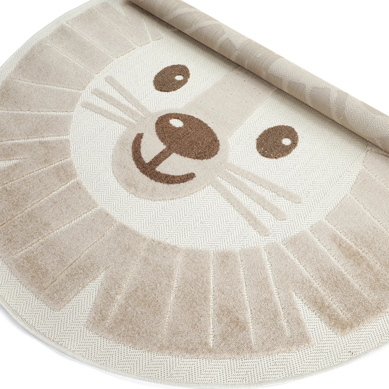 Tappeto rotondo per bambini - Kind Lion (crema)
