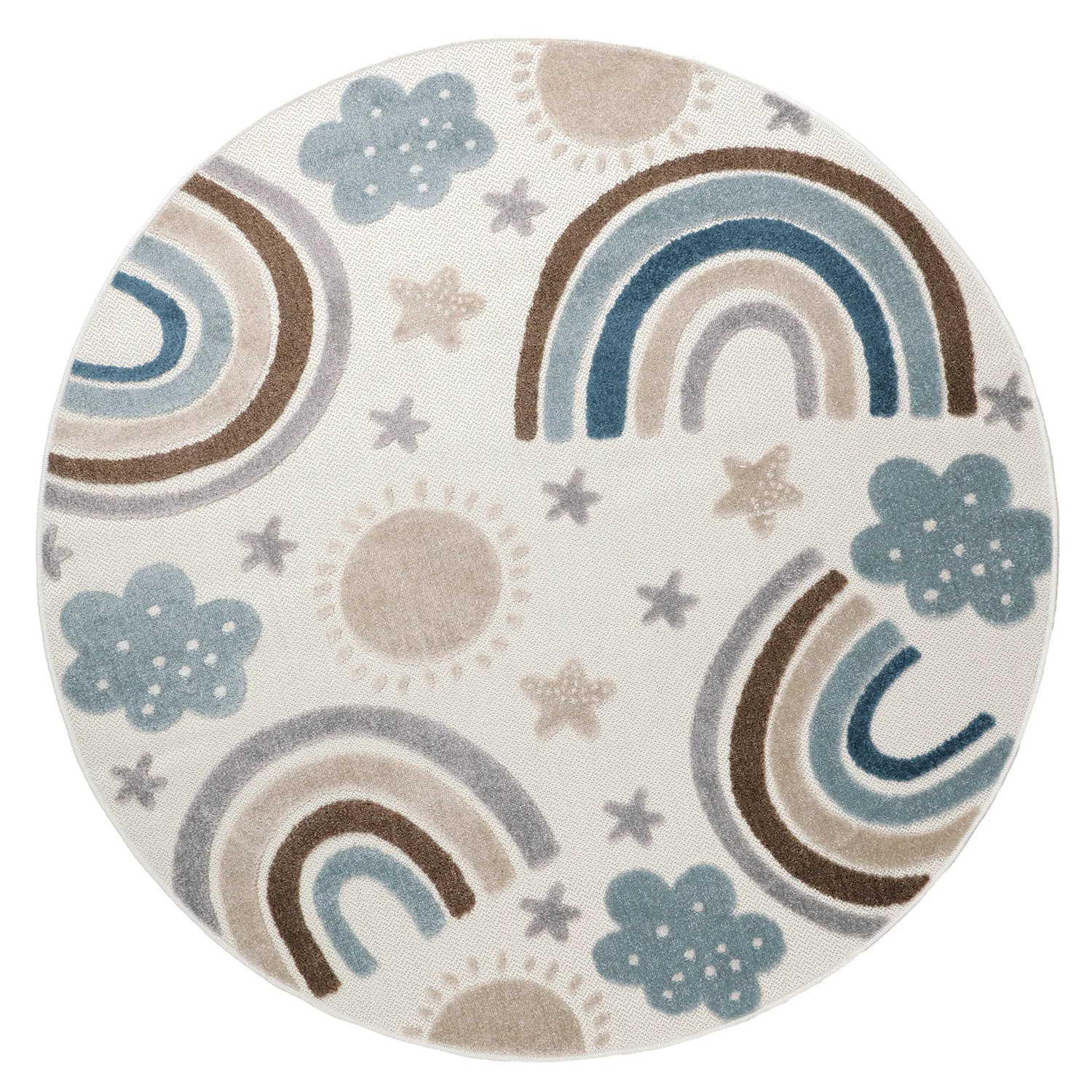 Tappeto rotondo per bambini - Rainbow Potpourri (crema/multiplo)