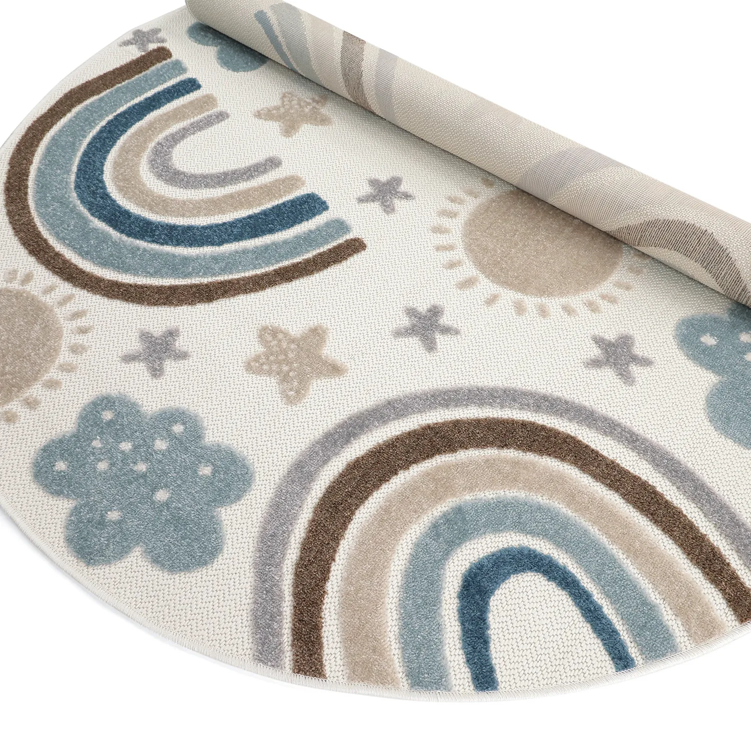 Tappeto rotondo per bambini - Rainbow Potpourri (crema/multiplo)