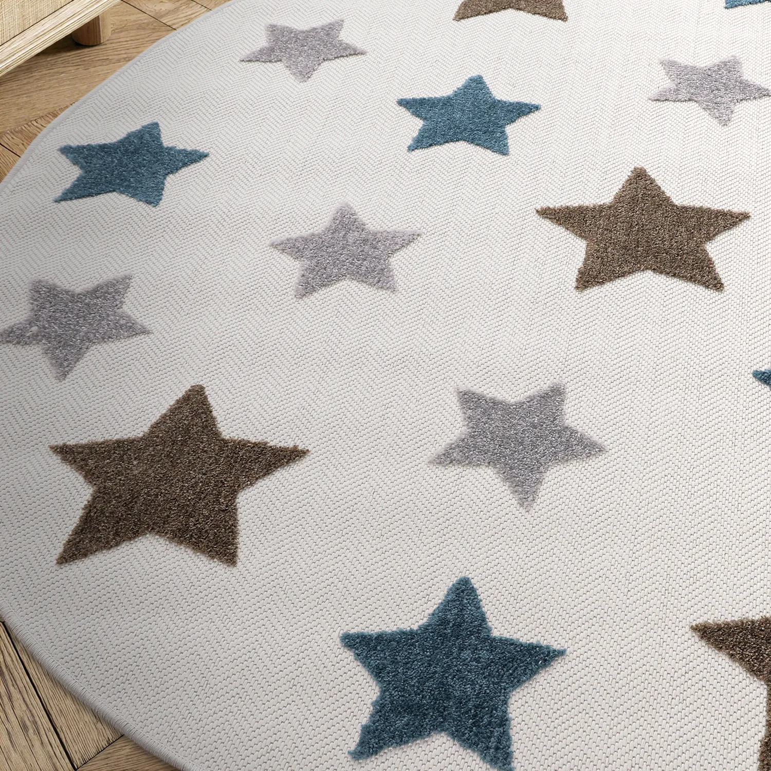 Tappeto rotondo per bambini - Stars (crema/multiplo)