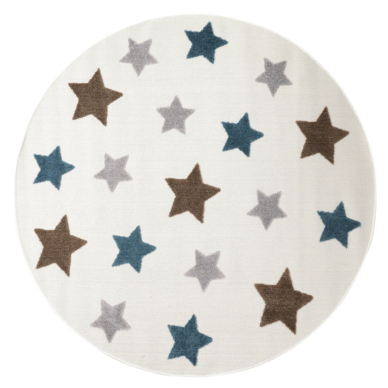 Tappeto rotondo per bambini - Stars (crema/multiplo)