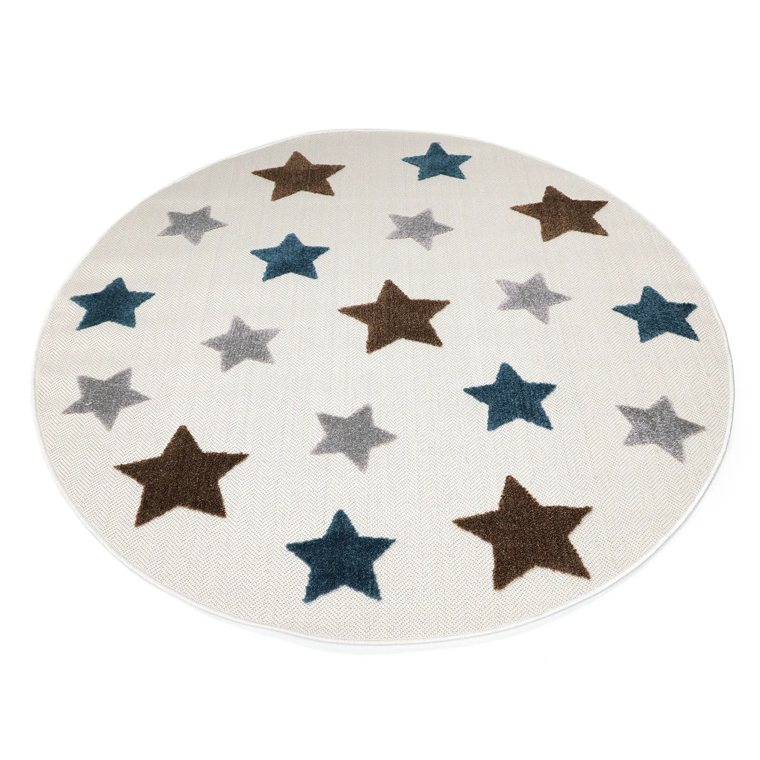 Tappeto rotondo per bambini - Stars (crema/multiplo)