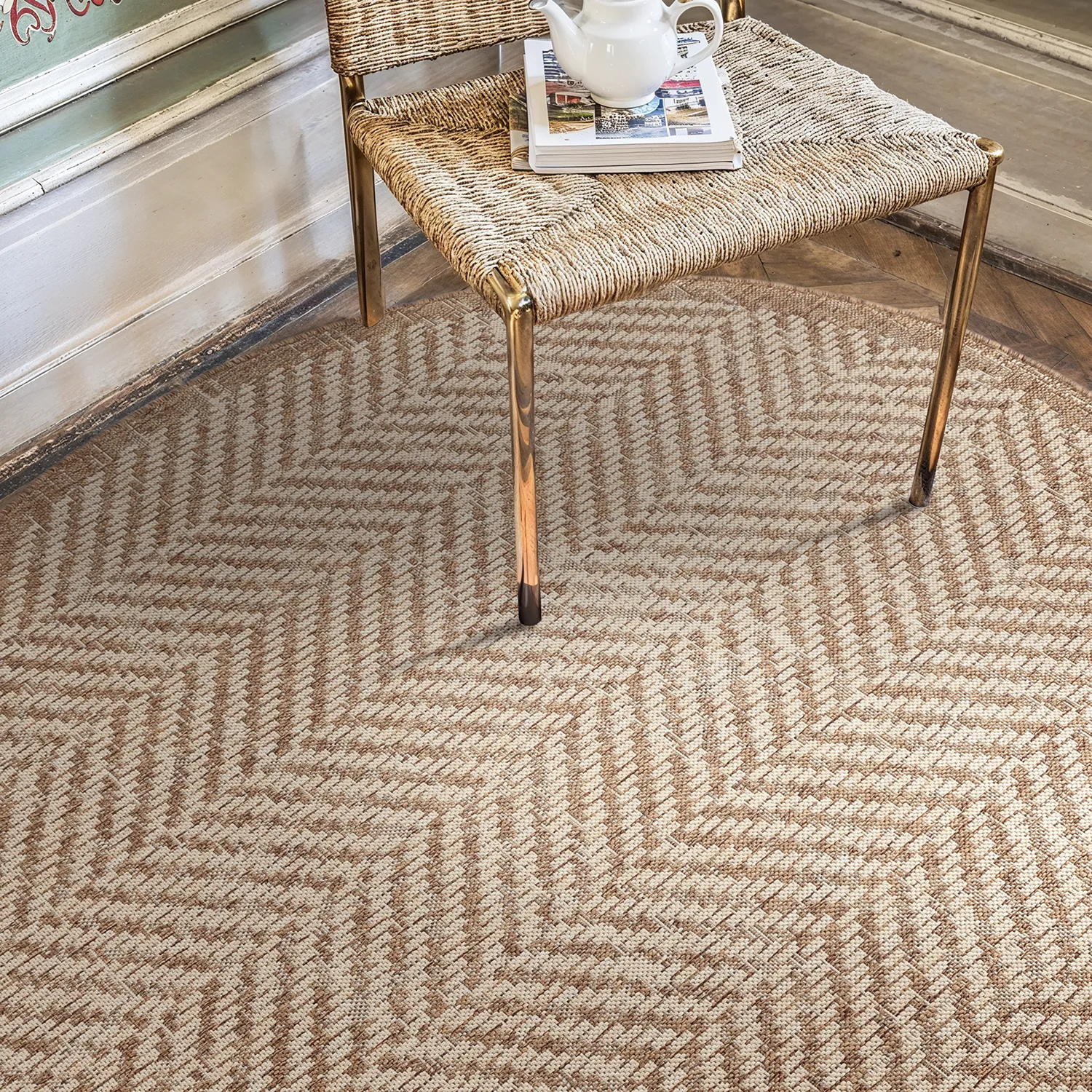 Tappeto rotondo - Indoor/Outdoor Donora (marrone)
