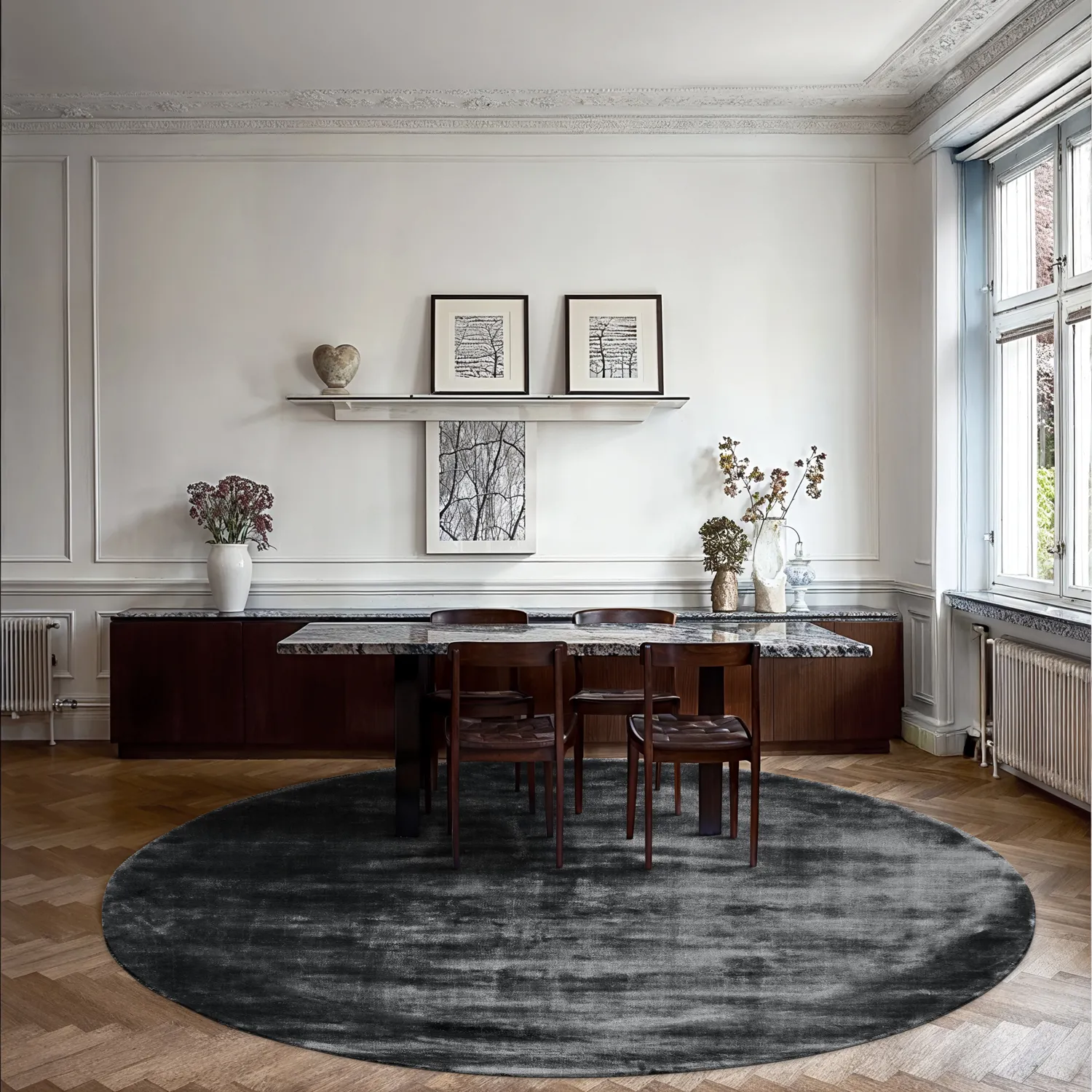 Tappeto rotondo - Jodhpur Special Luxury Edition (nero)