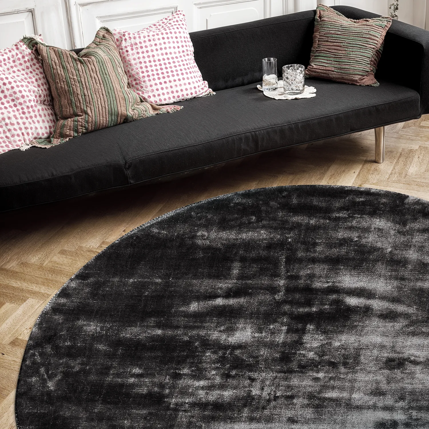 Tappeto rotondo - Jodhpur Special Luxury Edition (nero)