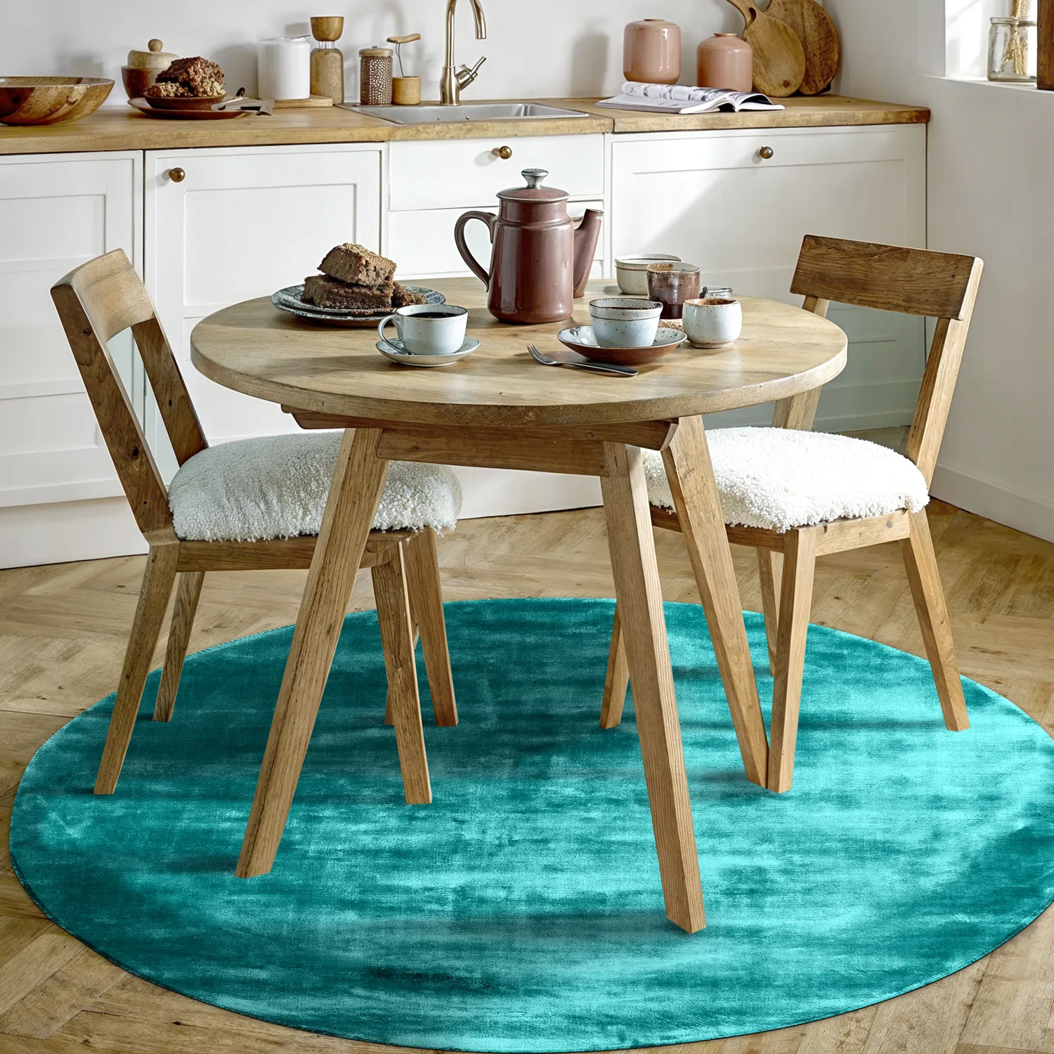 Tappeto rotondo - Jodhpur Special Luxury Edition (turchese)