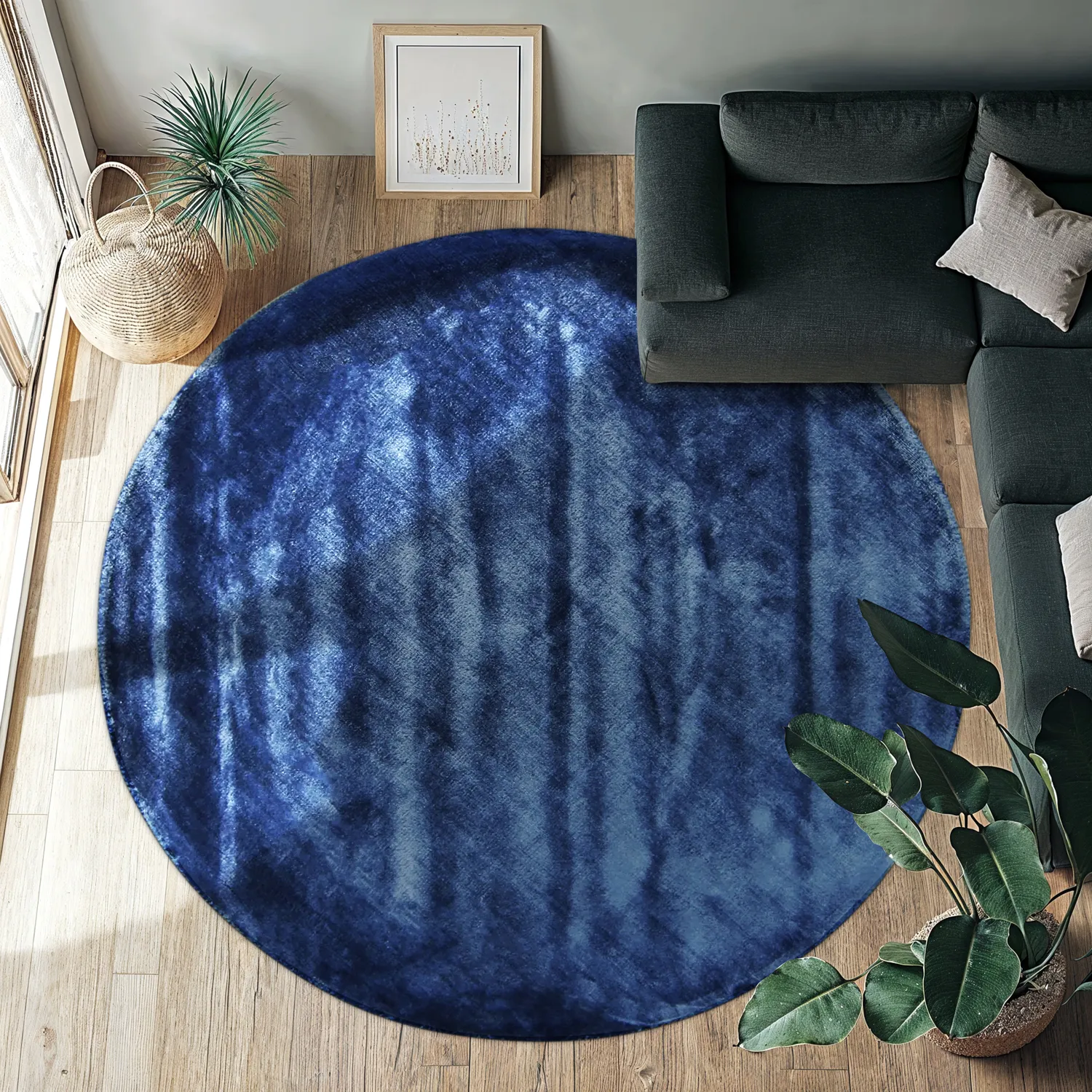 Tappeto rotondo - Jodhpur Special Luxury Edition Viscosa (blu)