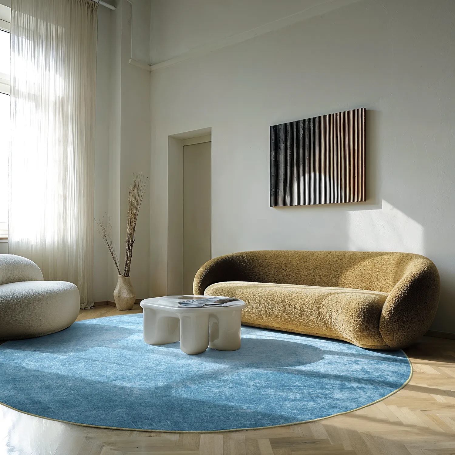 Tappeto rotondo - Lynton (blu)