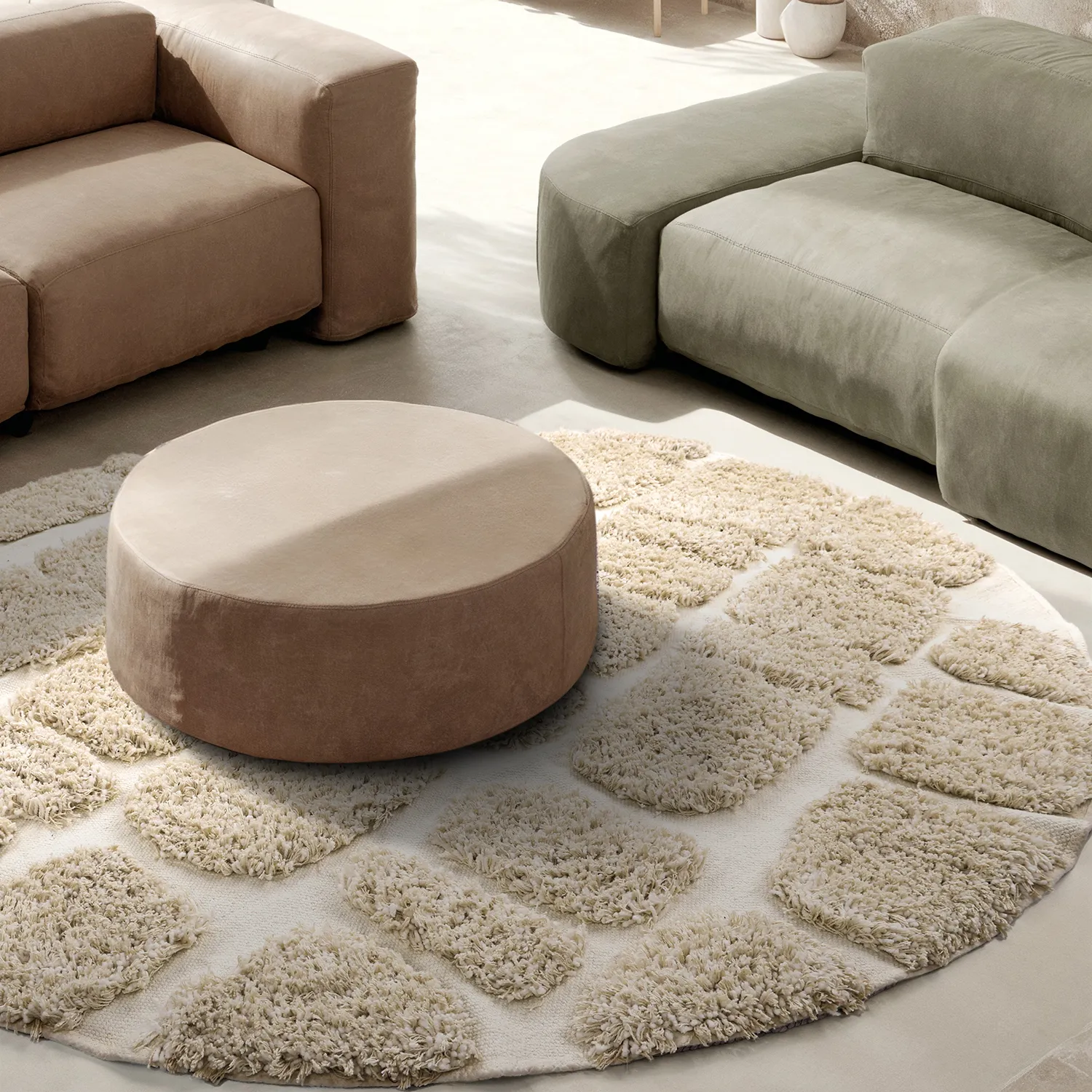 Tappeto rotondo - Otranto Natural Cotton Shaggy (bianco)