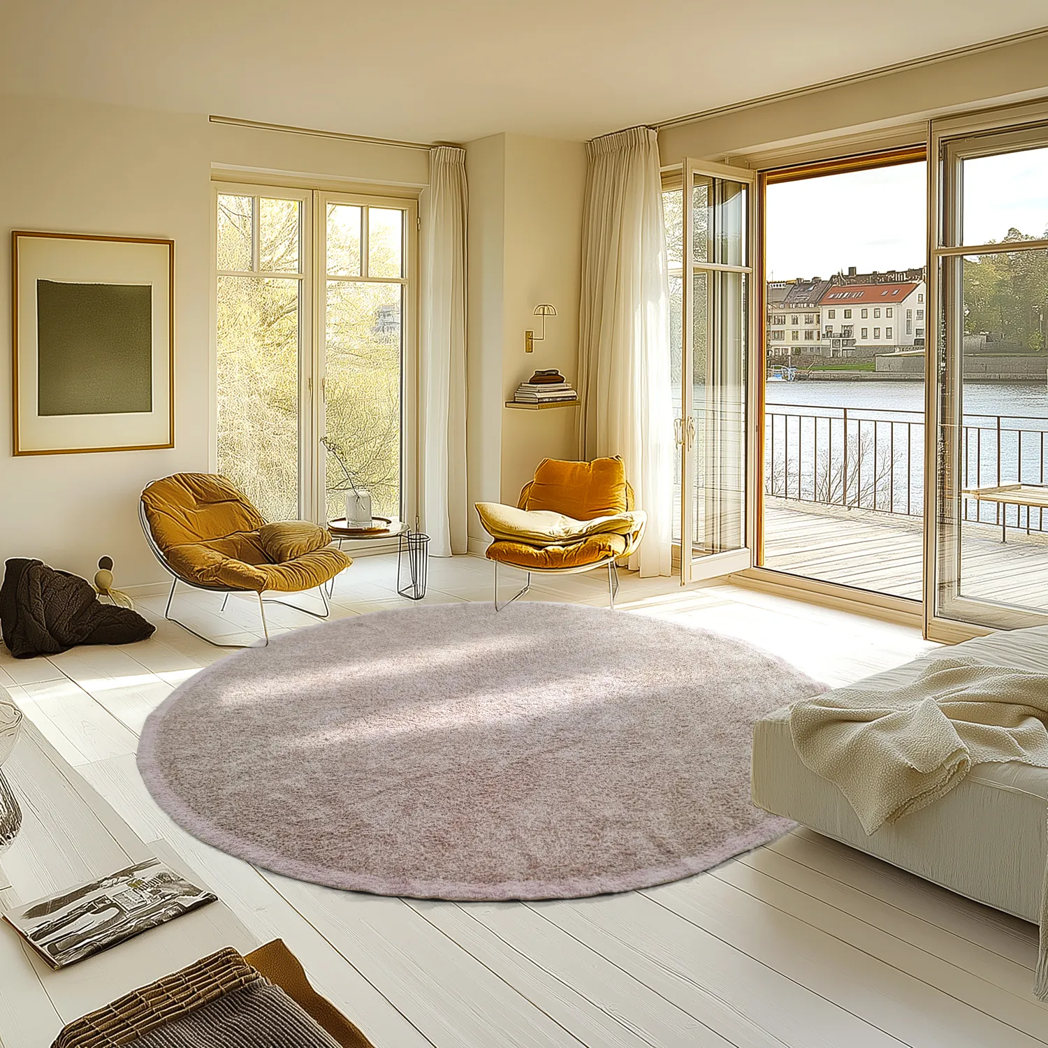 Tappeto rotondo - Celina Natural Cotton Shaggy (tortora/lavanda)