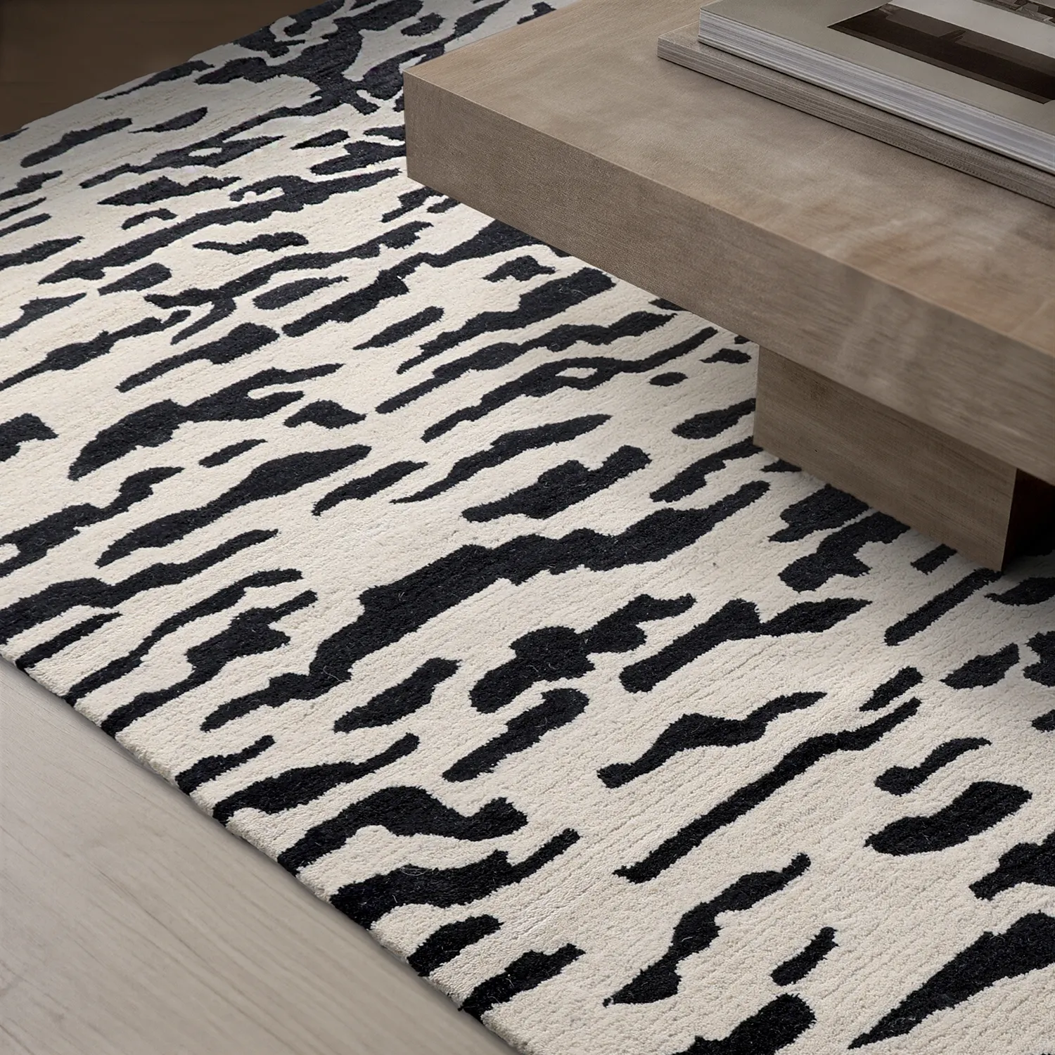 Tappeto A Pelo Lungo - Zebra Tufted Wool Premium (bianco/nero)