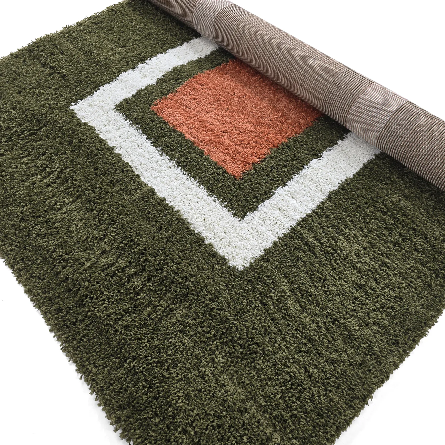 Tappeto A Pelo Lungo - Alsace (verde/bianco/arancione)