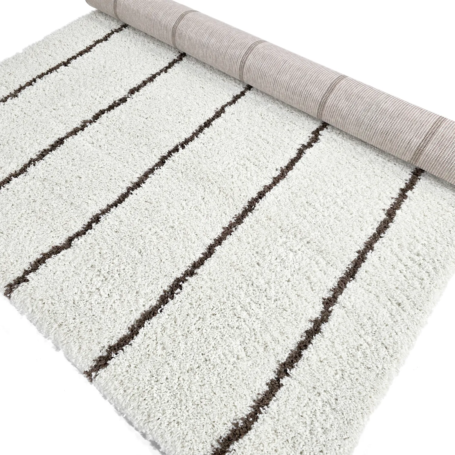 Tappeto A Pelo Lungo - Eze (bianco/marrone)