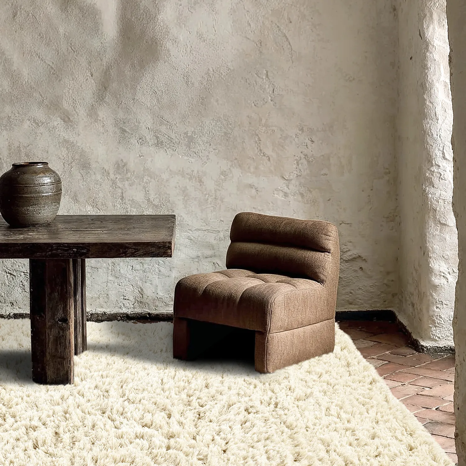 Tappeto A Pelo Lungo - Fassale Hand Woven Wool Shaggy (bianco)