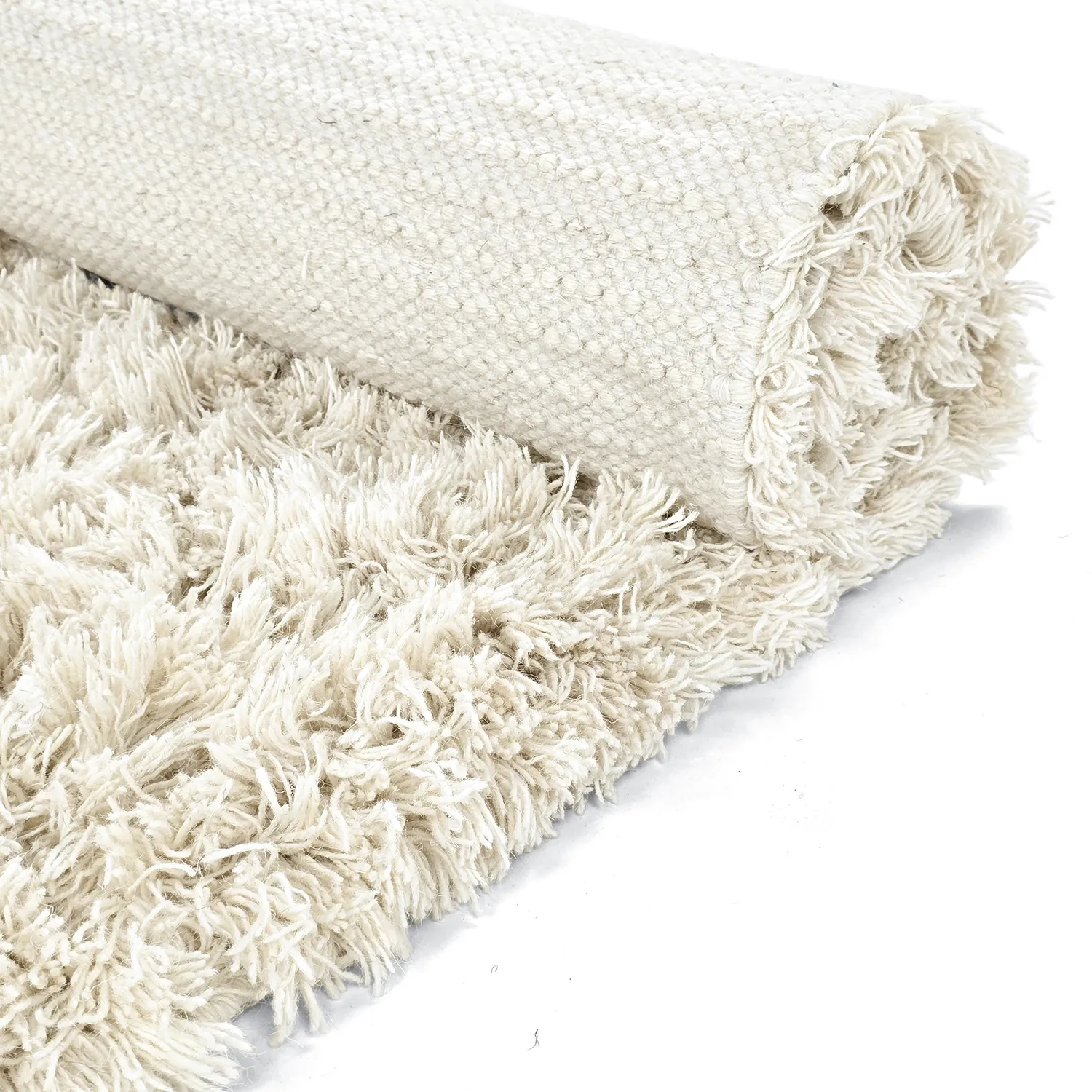 Tappeto A Pelo Lungo - Fassale Hand Woven Wool Shaggy (bianco)