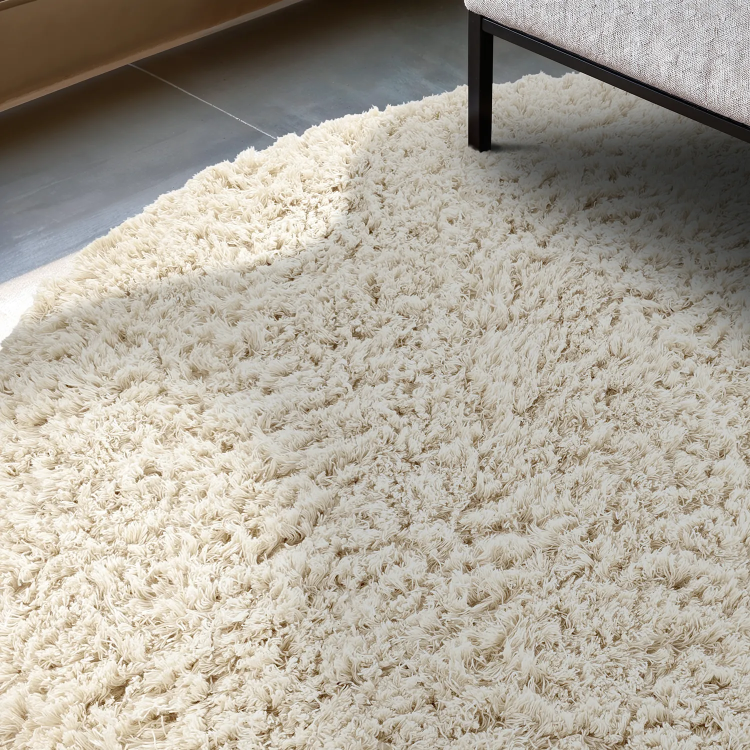 Tappeto rotondo - Fassale Hand Woven Wool Shaggy (bianco)