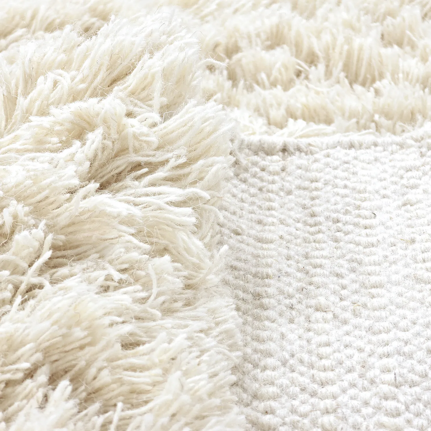 Tappeto rotondo - Fassale Hand Woven Wool Shaggy (bianco)
