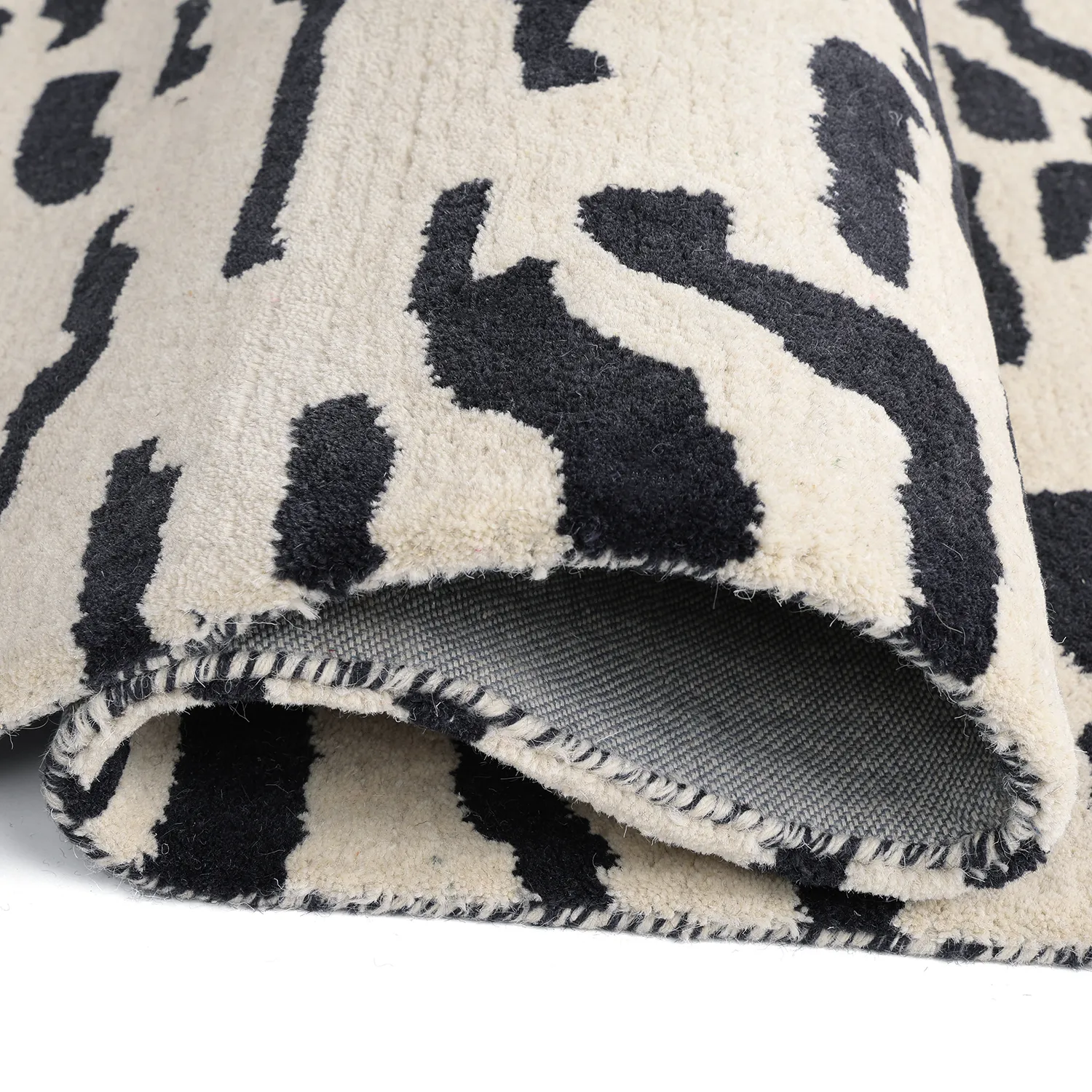 Tappeto A Pelo Lungo - Zebra Tufted Wool Premium (bianco/nero)