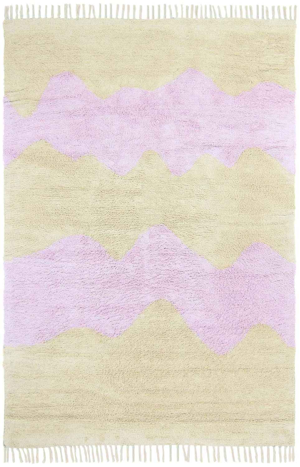 Tappeto A Pelo Lungo - Amira Natural Cotton Shaggy (beige/viola)