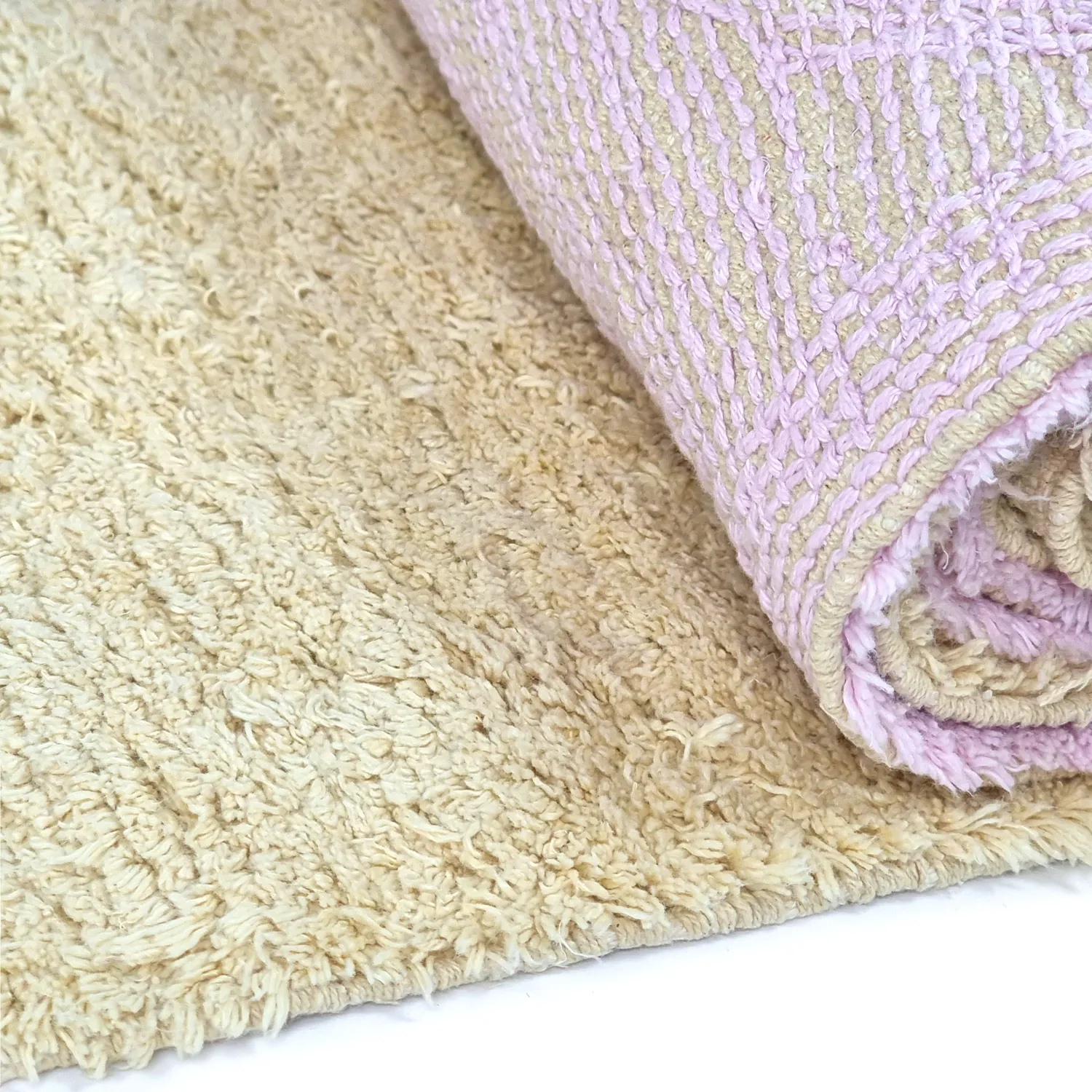 Tappeto A Pelo Lungo - Amira Natural Cotton Shaggy (beige/viola)