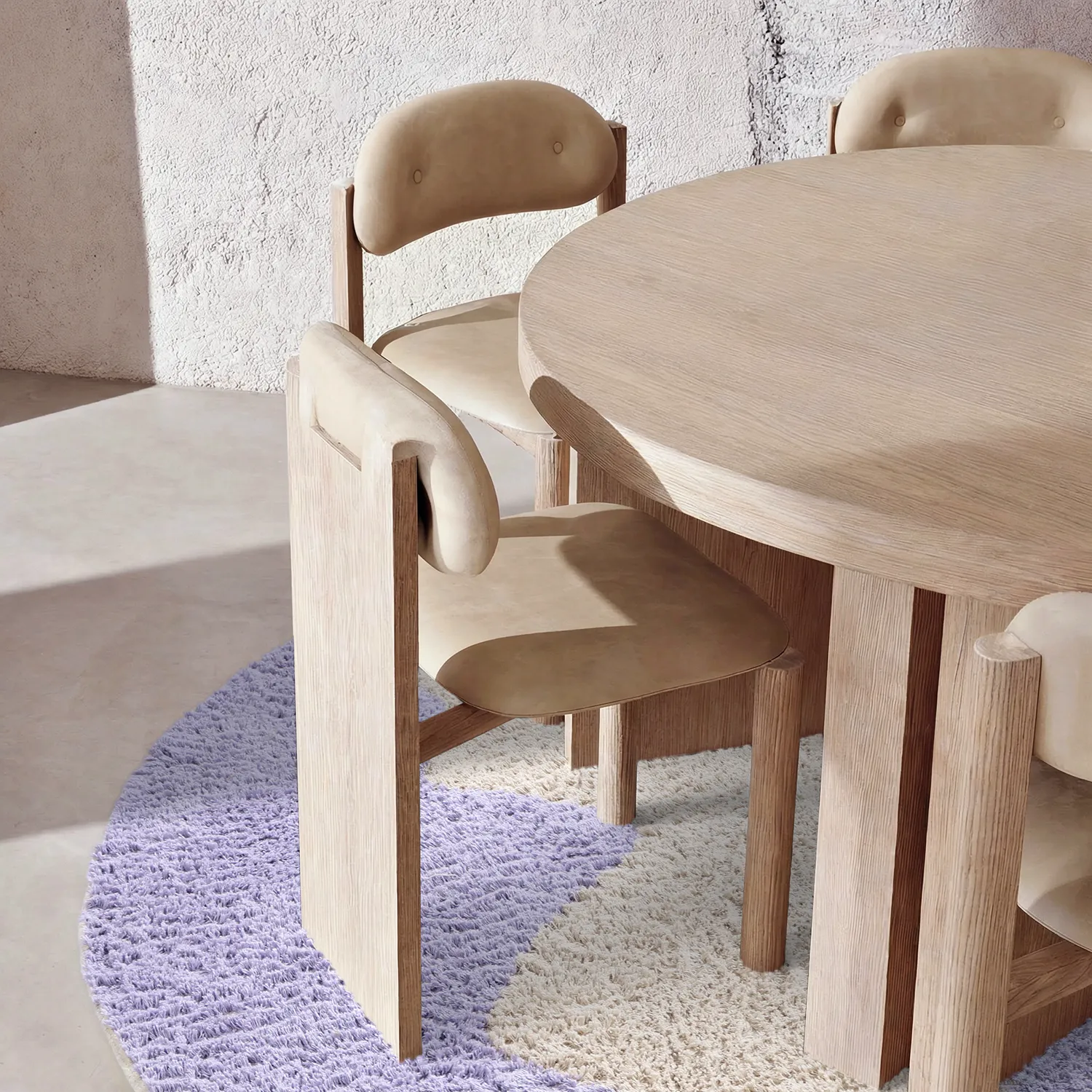 Tappeto rotondo - Amira Natural Cotton Shaggy (viola/beige)