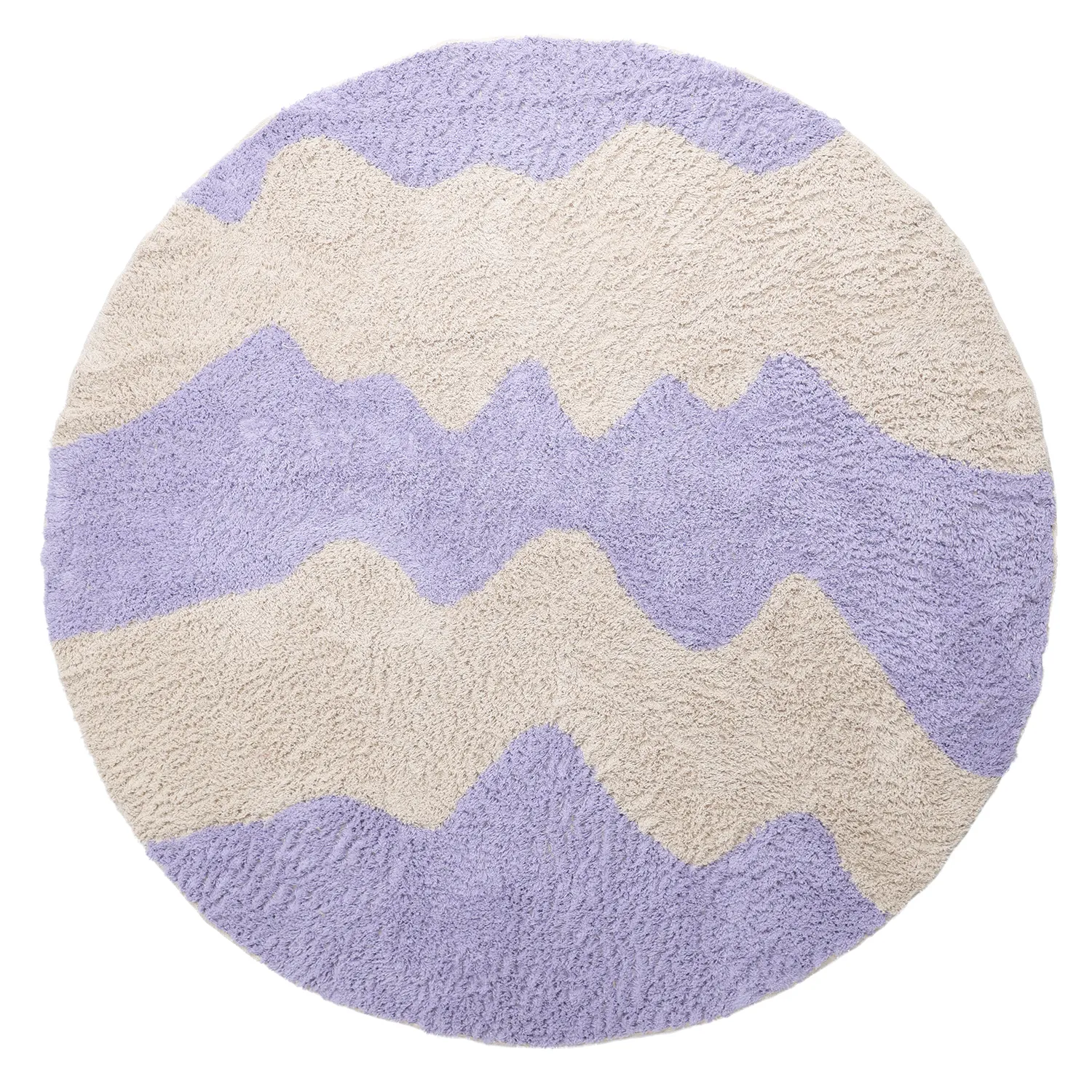 Tappeto rotondo - Amira Natural Cotton Shaggy (viola/beige)