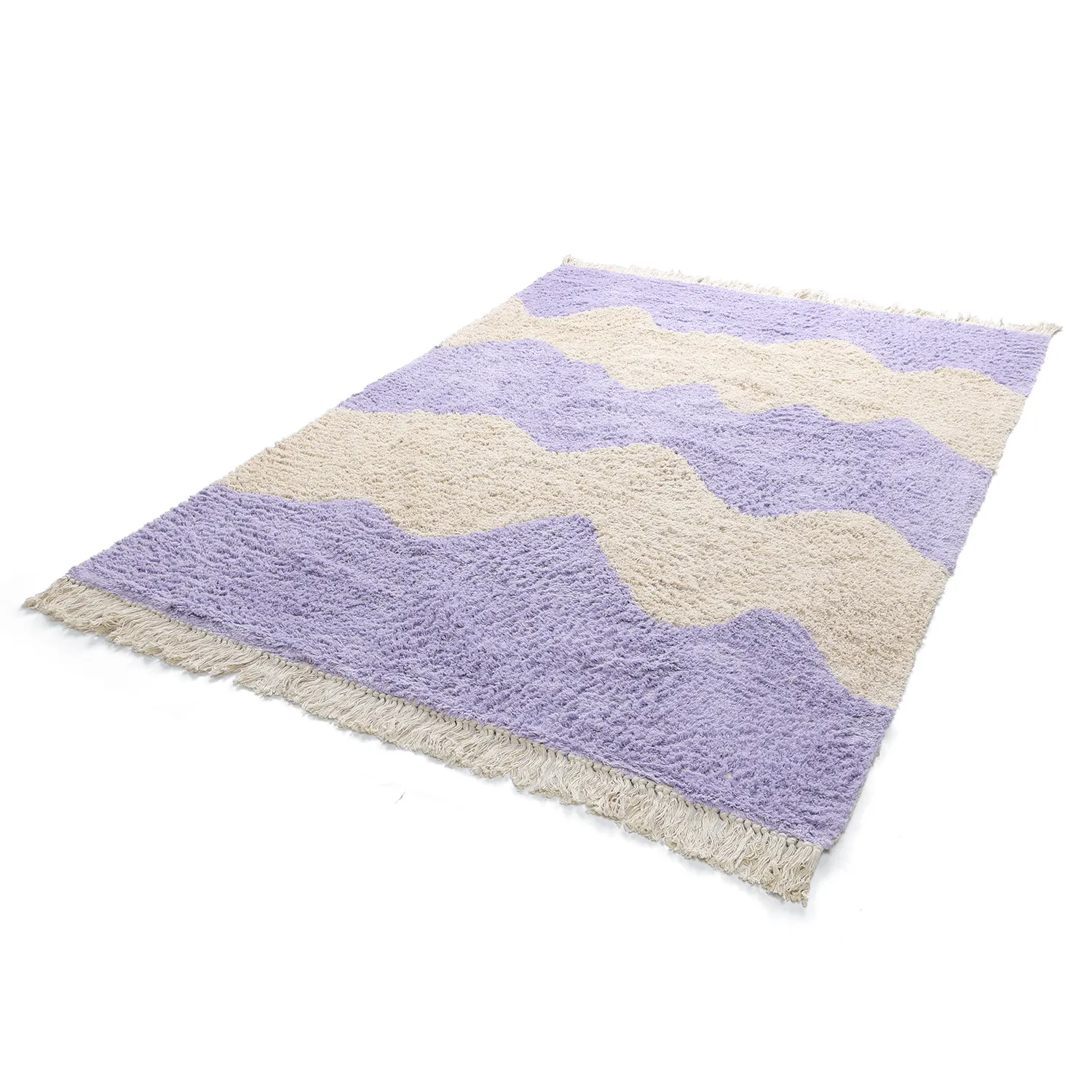 Tappeto A Pelo Lungo - Amira Natural Cotton Shaggy (viola/beige)