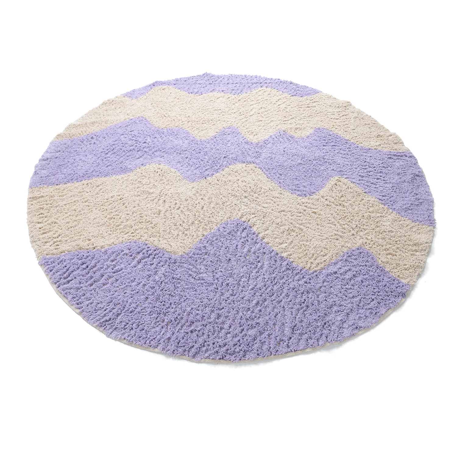 Tappeto rotondo - Amira Natural Cotton Shaggy (viola/beige)