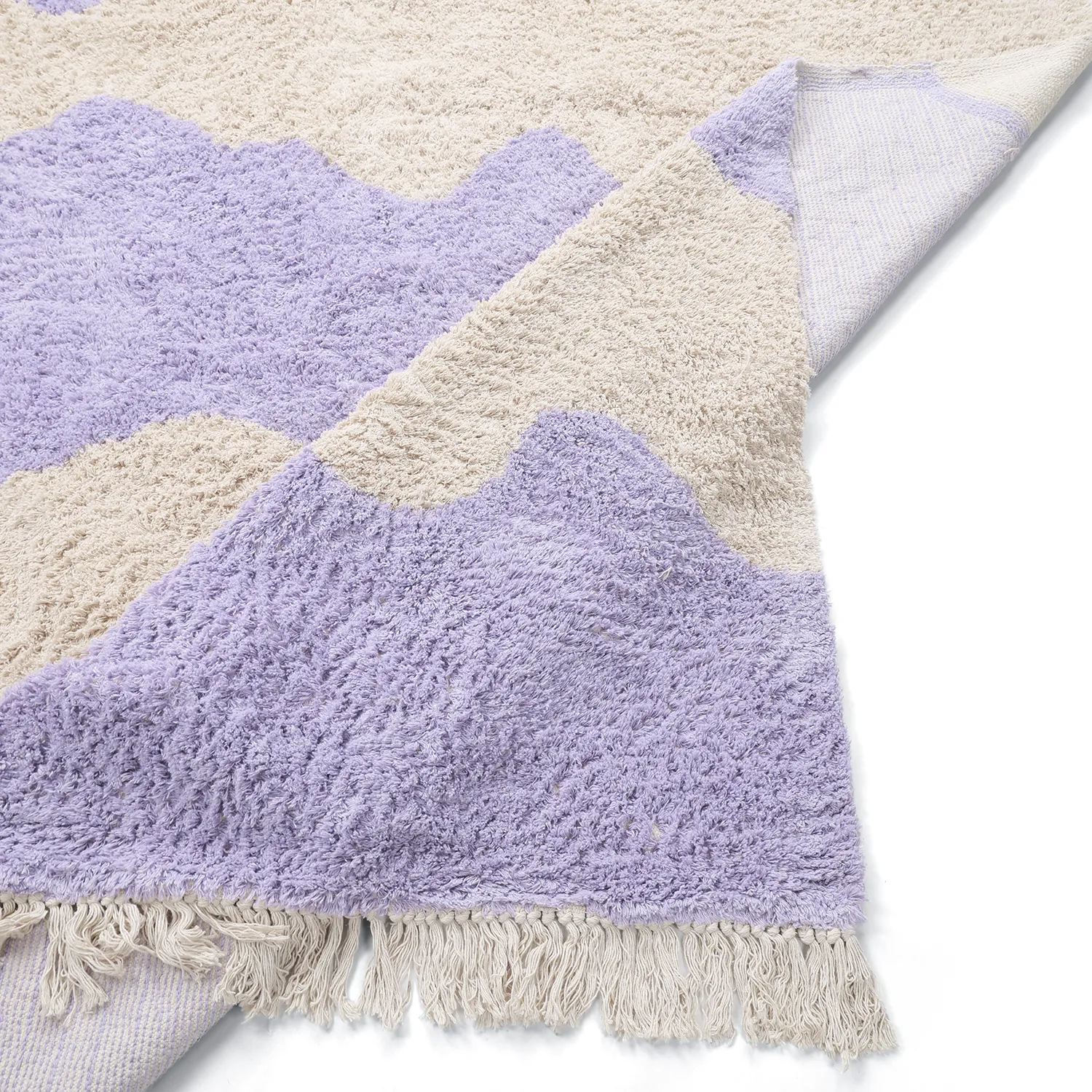 Tappeto A Pelo Lungo - Amira Natural Cotton Shaggy (viola/beige)