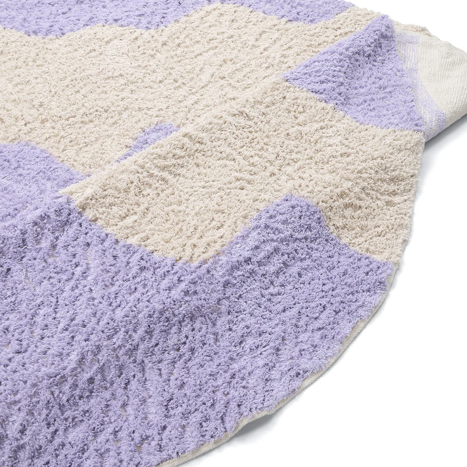 Tappeto rotondo - Amira Natural Cotton Shaggy (viola/beige)