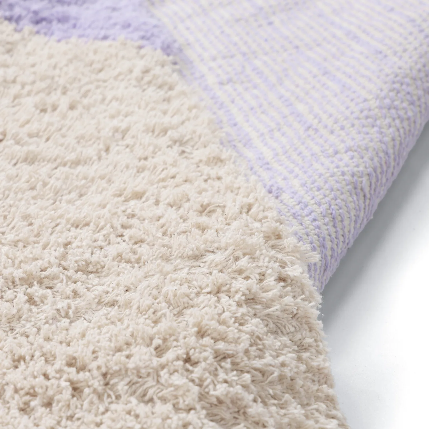 Tappeto A Pelo Lungo - Amira Natural Cotton Shaggy (viola/beige)