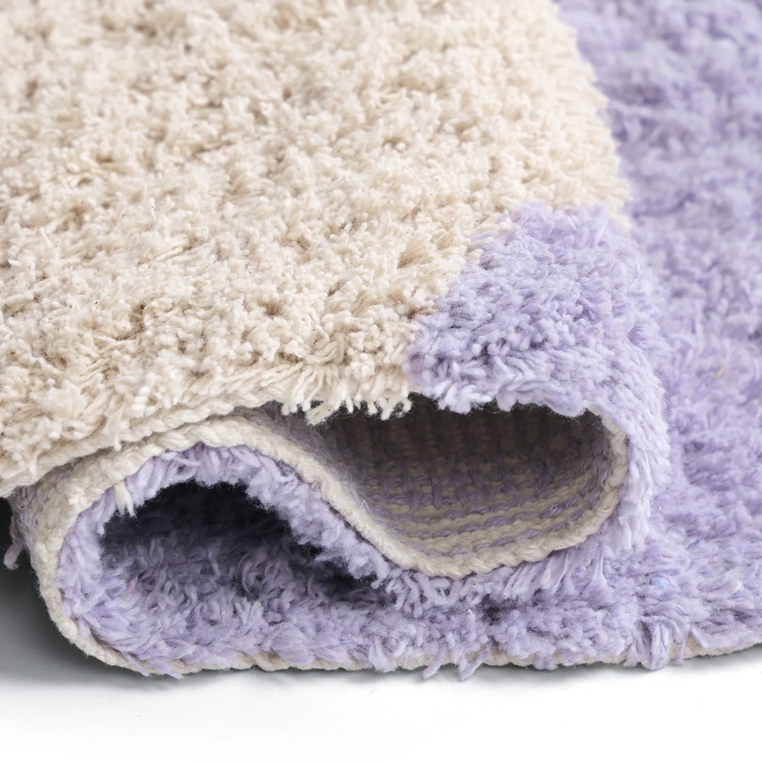 Tappeto A Pelo Lungo - Amira Natural Cotton Shaggy (viola/beige)