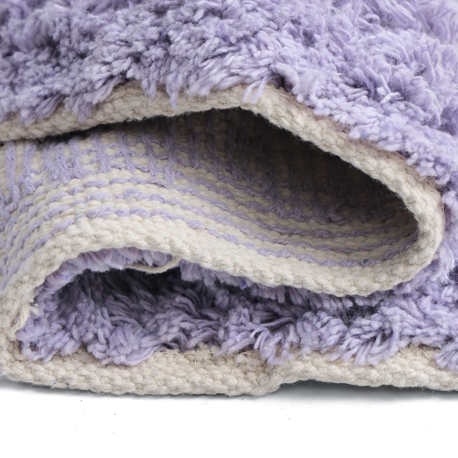 Tappeto rotondo - Amira Natural Cotton Shaggy (viola/beige)