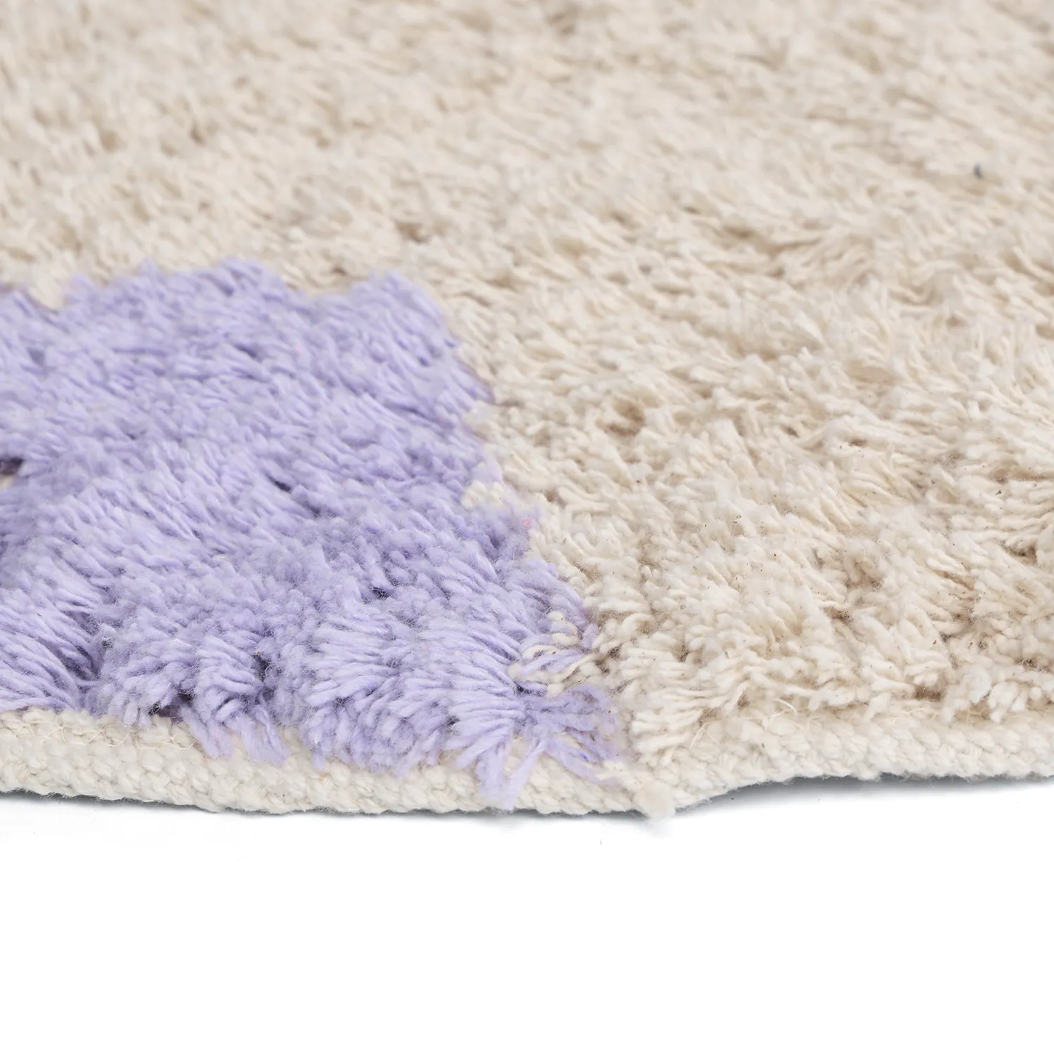Tappeto rotondo - Amira Natural Cotton Shaggy (viola/beige)