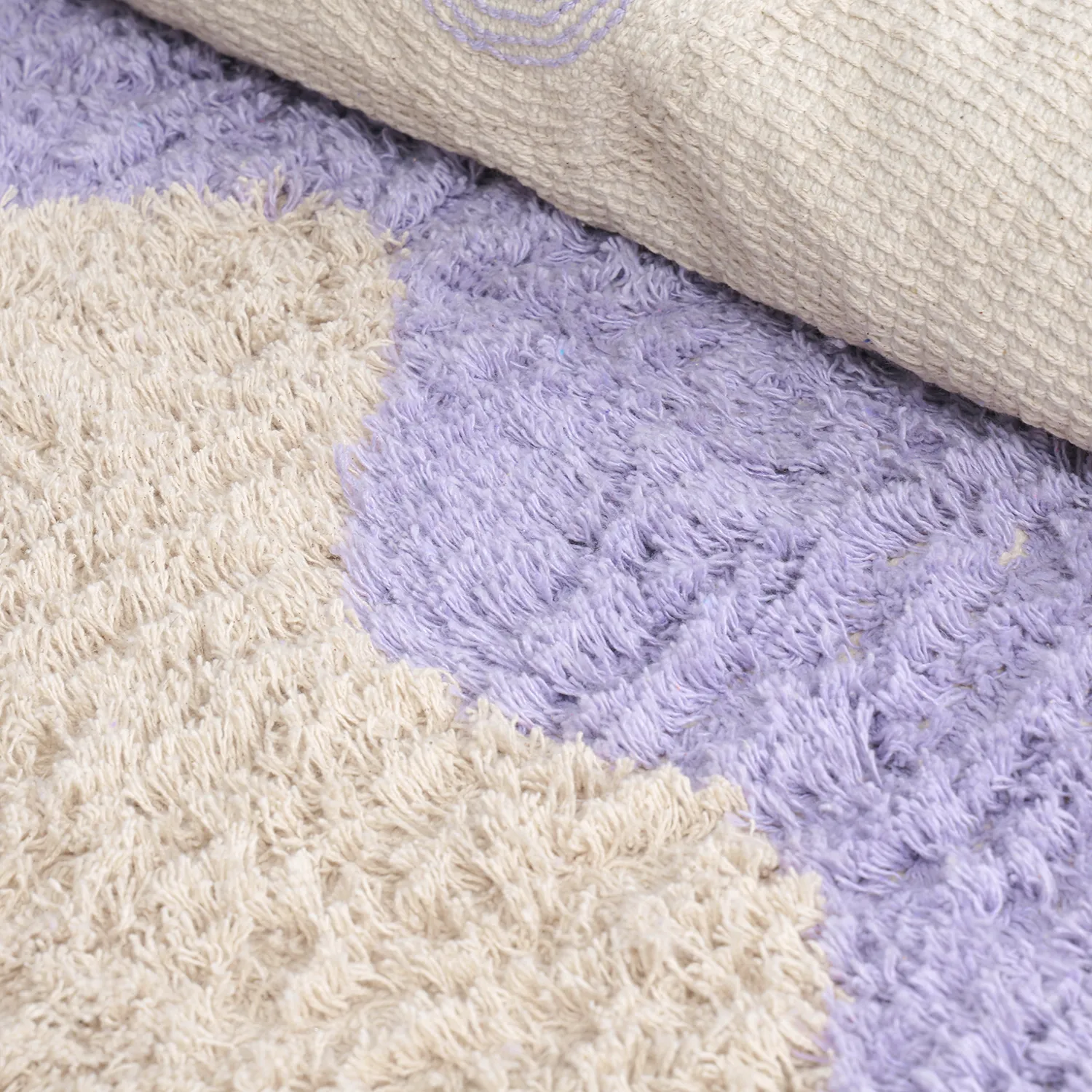 Tappeto rotondo - Amira Natural Cotton Shaggy (viola/beige)