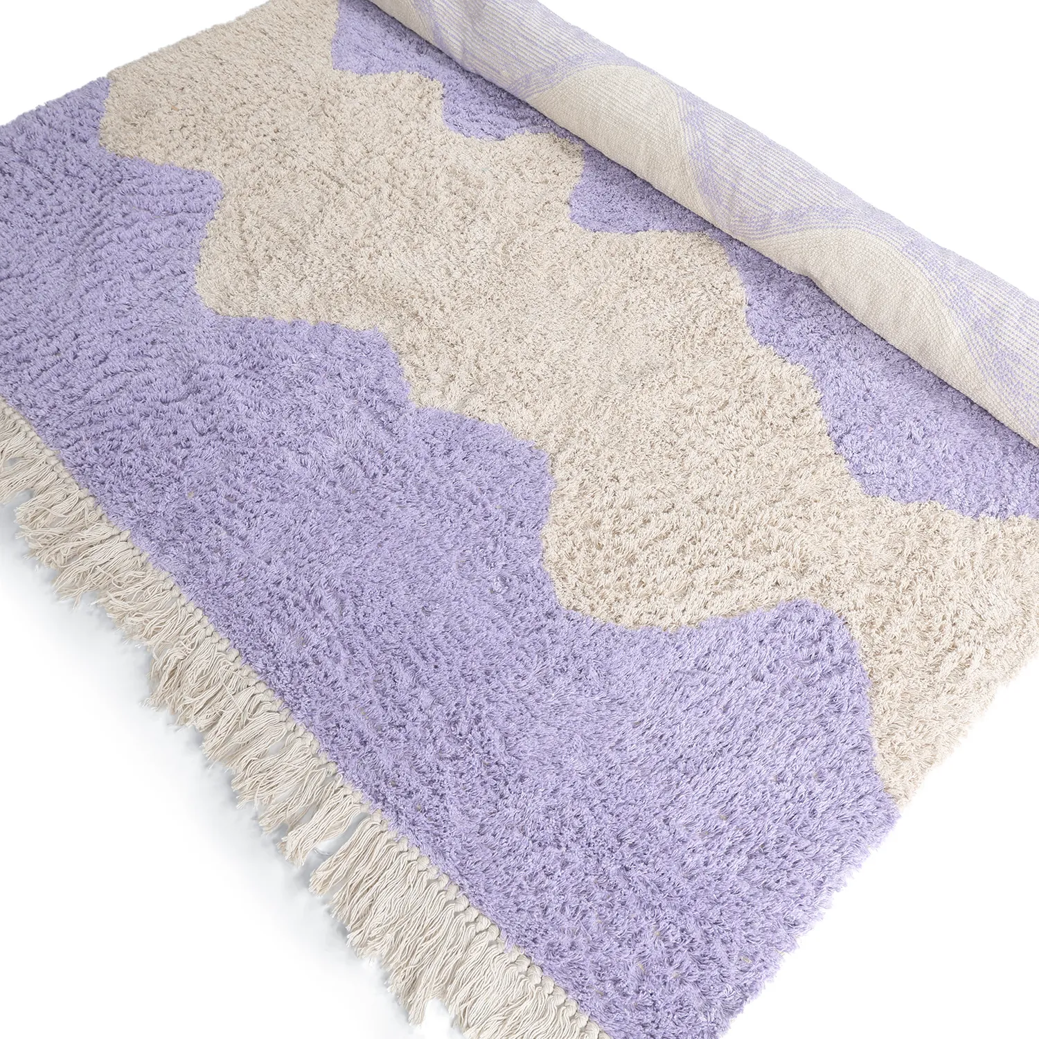 Tappeto A Pelo Lungo - Amira Natural Cotton Shaggy (viola/beige)