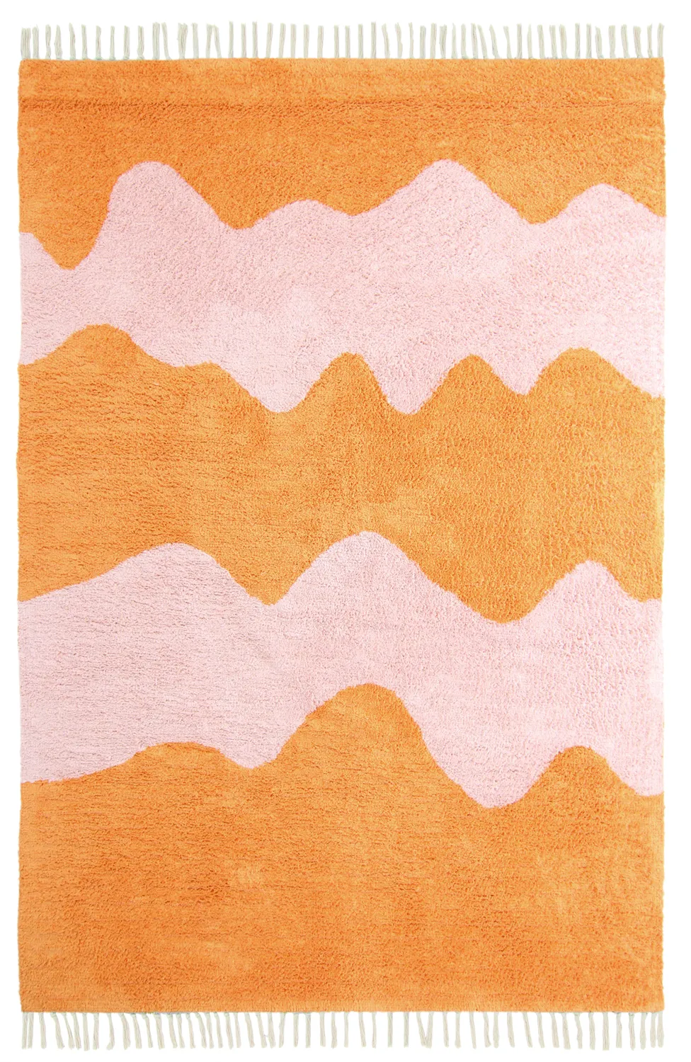 Tappeto A Pelo Lungo - Amira Natural Cotton Shaggy (arancione/rosa)