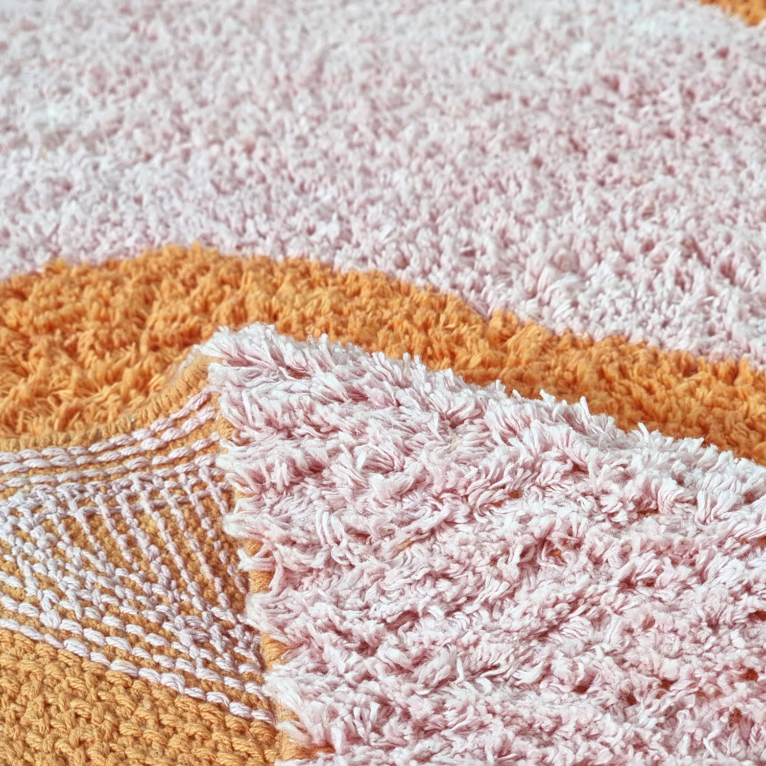 Tappeto rotondo - Amira Natural Cotton Shaggy (arancione/rosa)